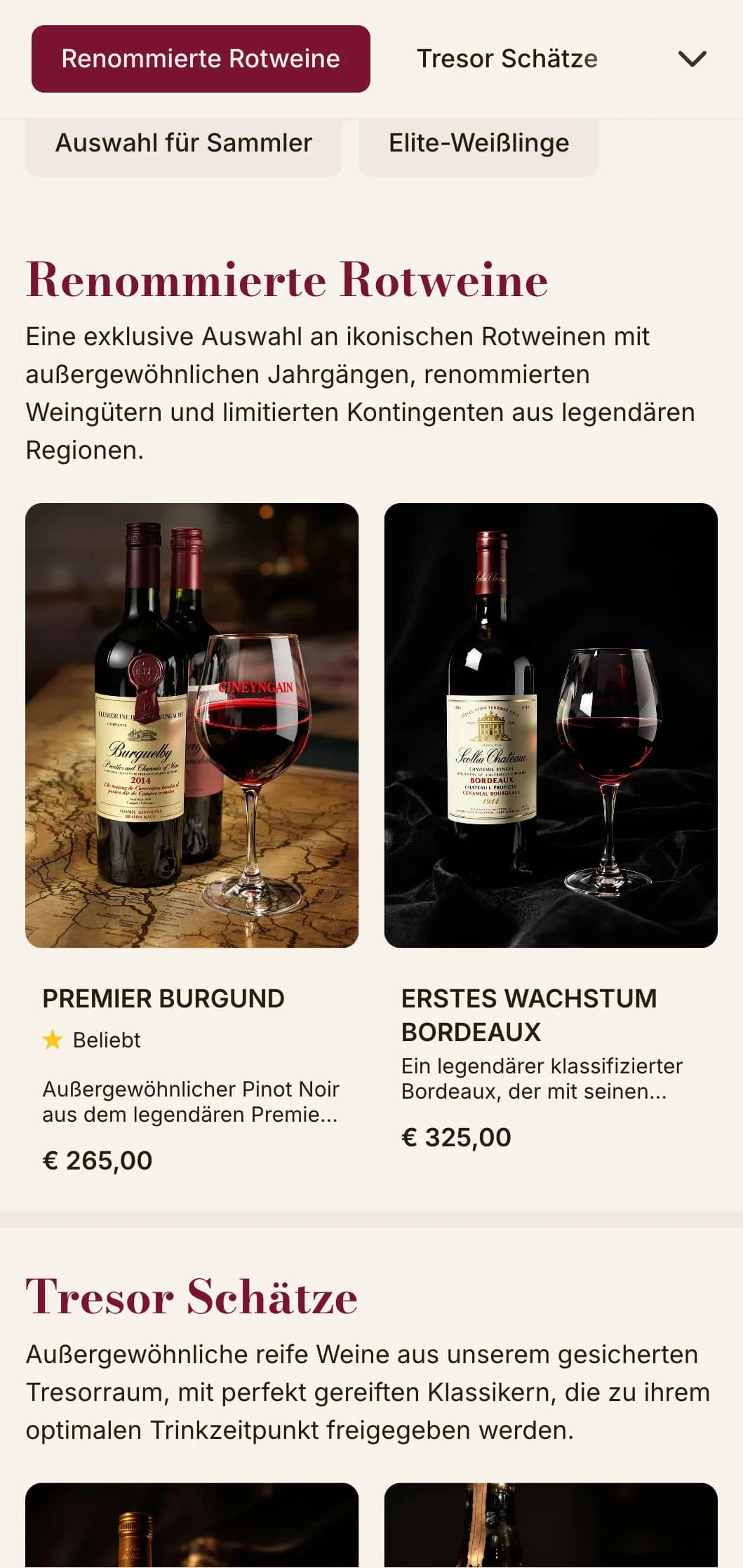 Dramatisch luxuriöse Weinkartenvorlage mit tiefroten Akzenten und anspruchsvoller Typografie, ideal für erstklassige Weinkeller und exklusive Restaurants.