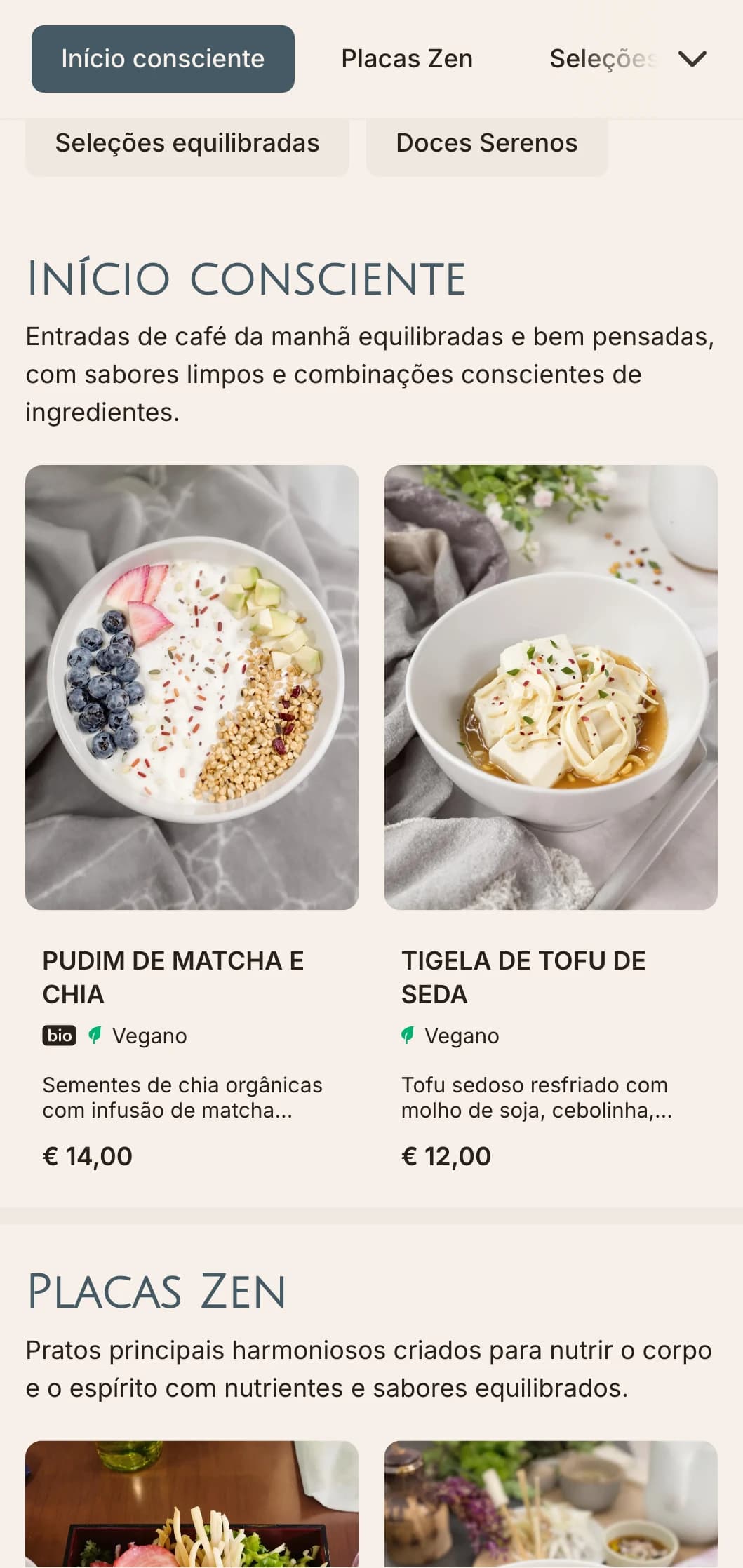 Modelo de brunch tranquilo e equilibrado com influências asiáticas, adequado para cafés de bem-estar que oferecem matcha e experiências gastronômicas conscientes.