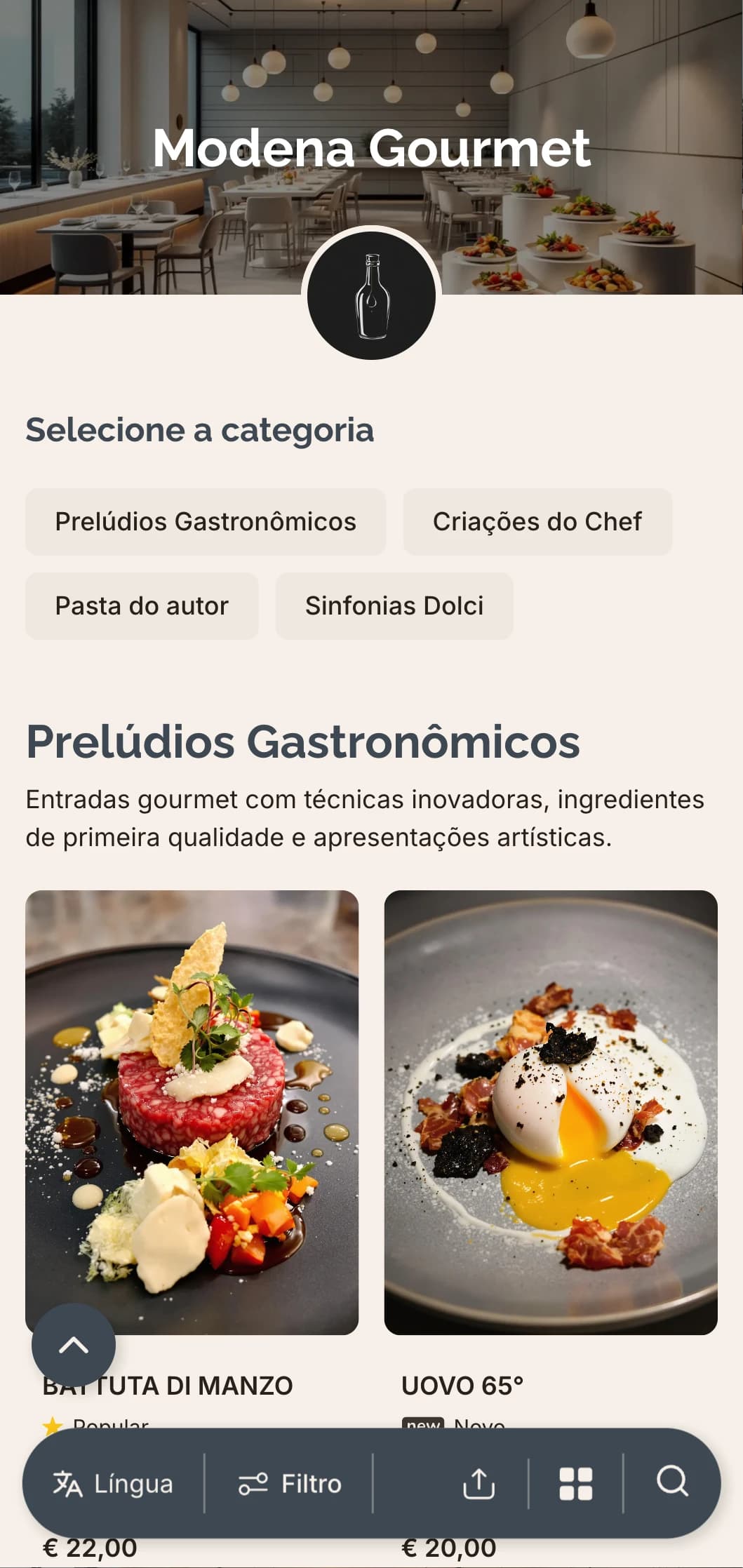 Design refinado e contemporâneo que celebra a cena culinária inovadora e as tradições balsâmicas de Modena.