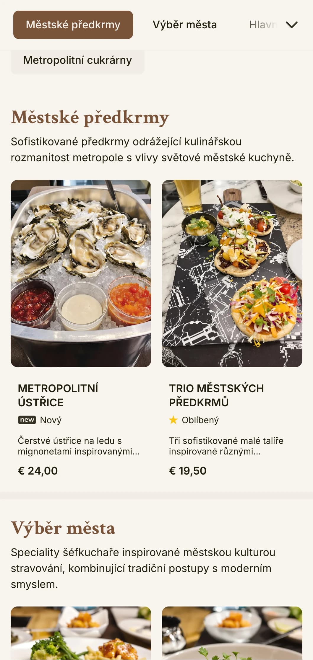 Kosmopolitní, městem inspirovaný design poledního menu s městskou elegancí a rafinovanými detaily, vhodný pro restaurace v centru města a sofistikované městské podniky.