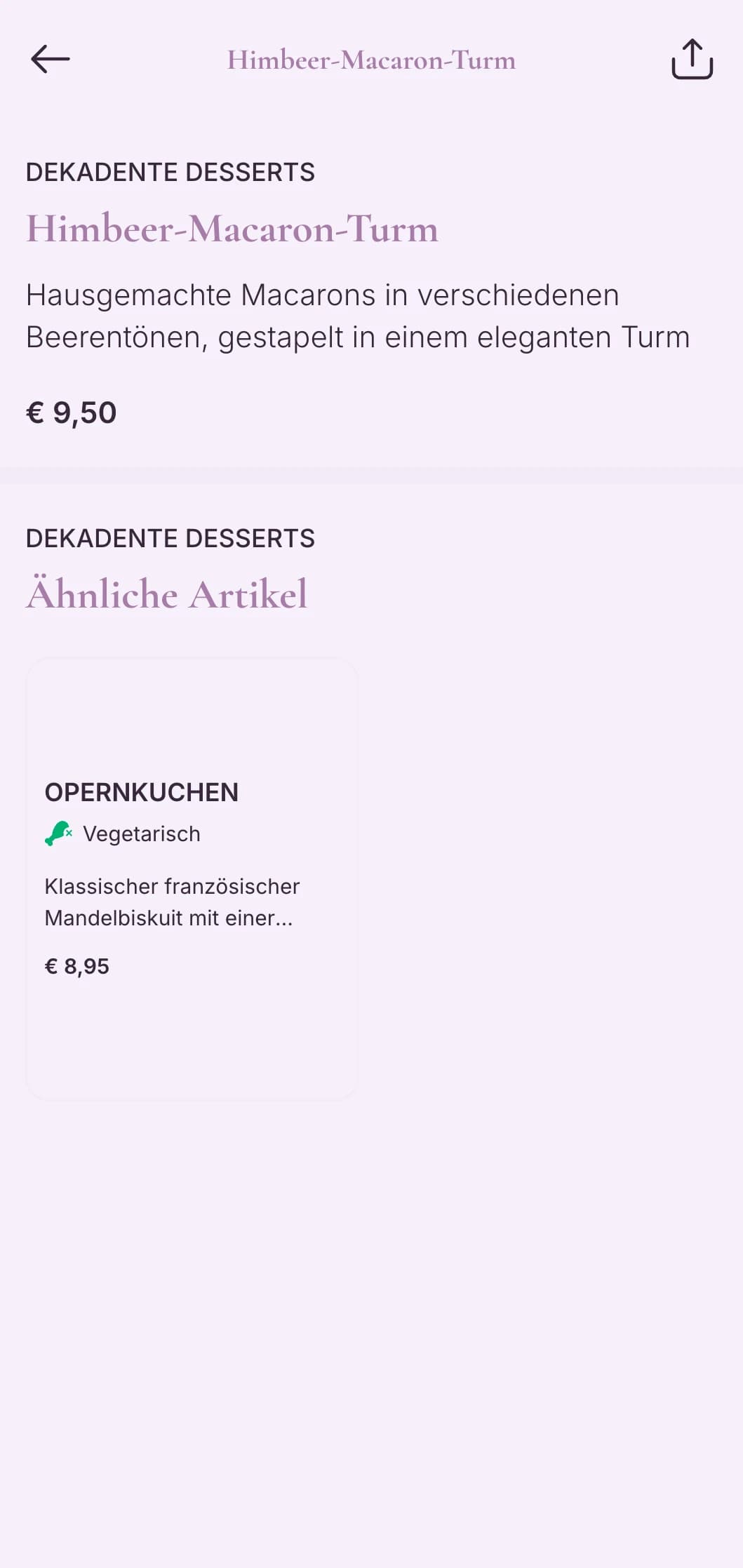 Raffiniertes lilafarbenes Design mit eleganter Typografie für gehobene Konditoreien und Dessert-Cafés.