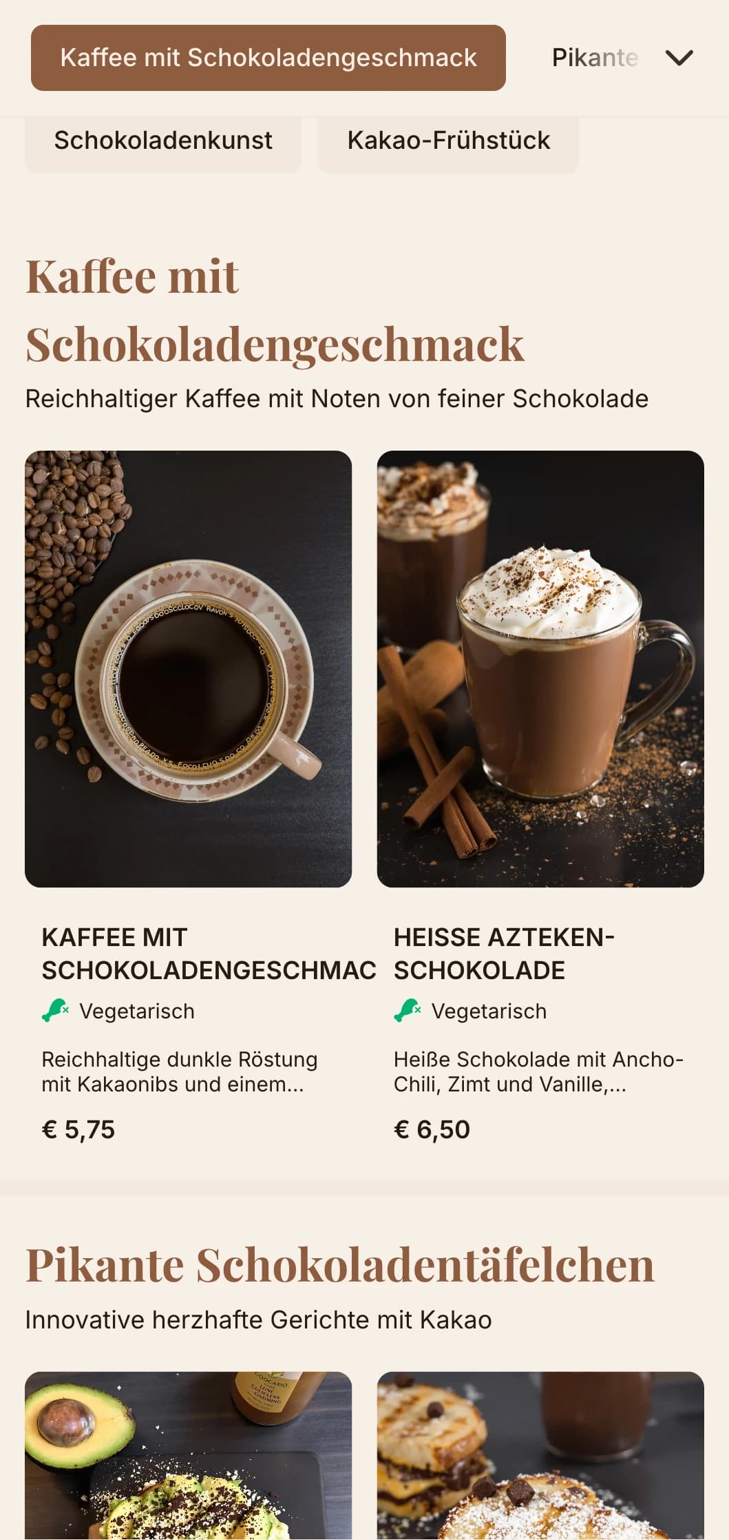 Tiefbraunes Design mit reichhaltigen Texturen für Schokoladencafés und Dessertshops.
