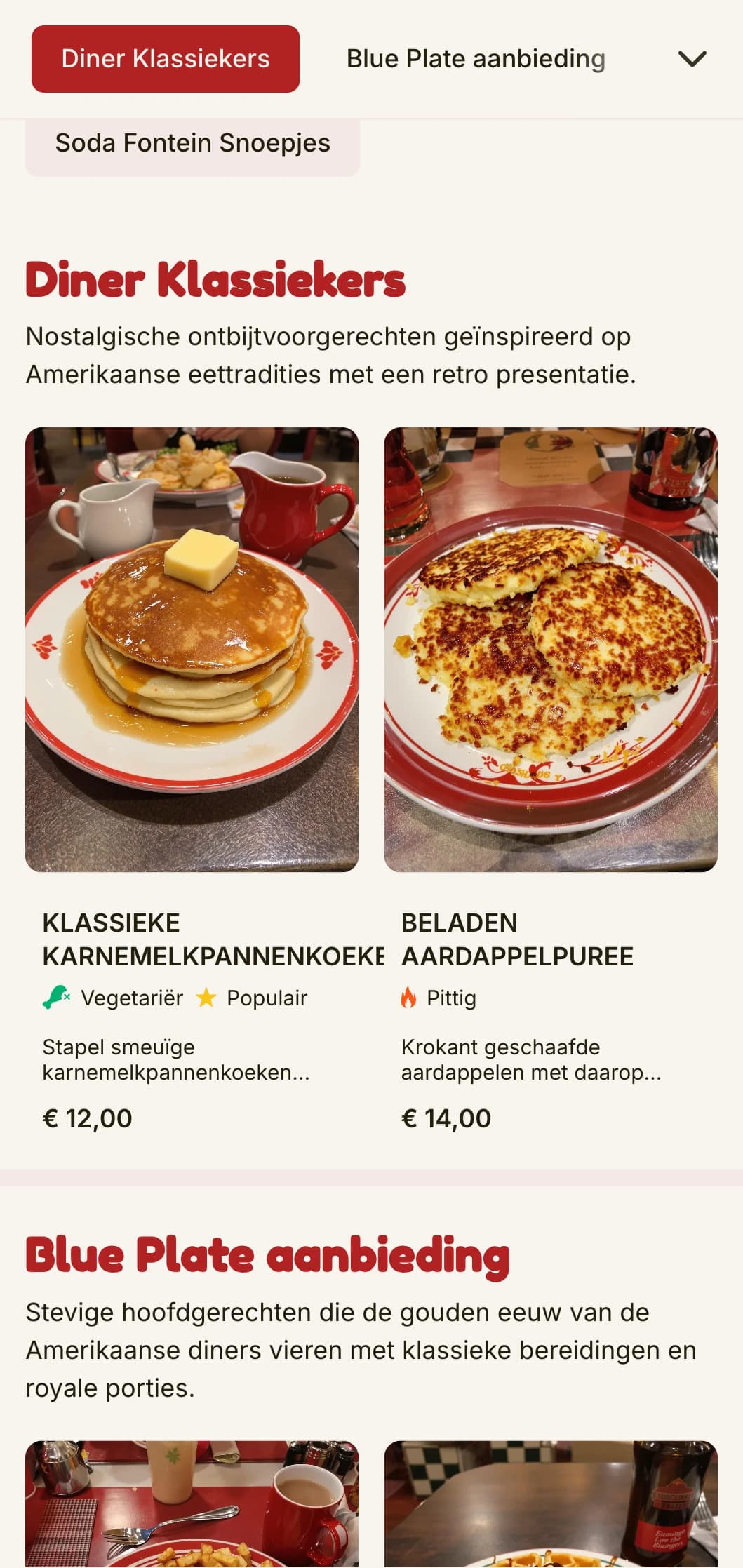 Brunchsjabloon met retro-inspiratie en klassieke Amerikaanse diner-esthetiek, ideaal voor nostalgische ontbijtgelegenheden.