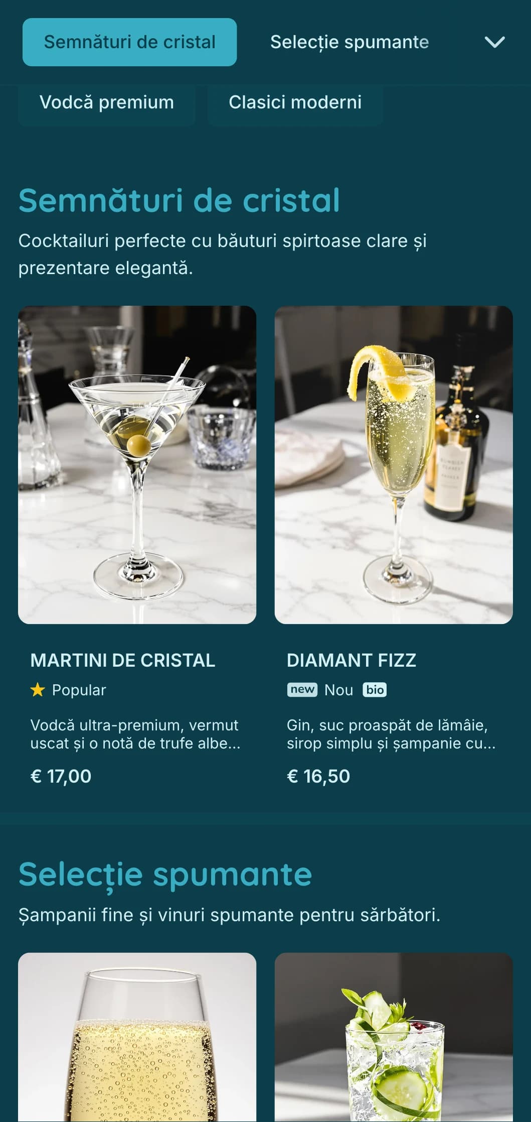 Design albastru deschis cu elemente inspirate din pietre prețioase pentru baruri de cocktail contemporane.