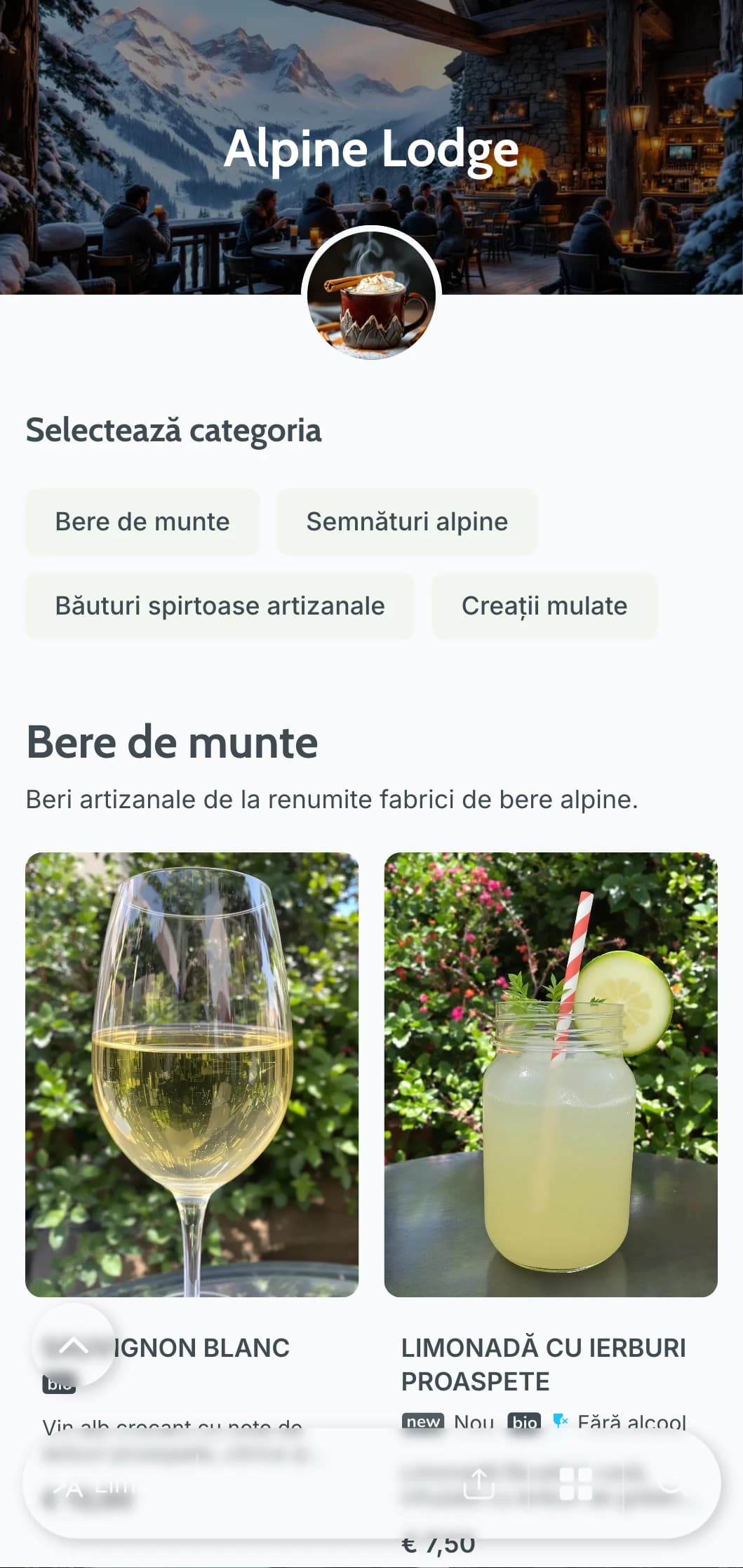Design rece gri-albastru inspirat de retragerile montane pentru barurile après-ski.