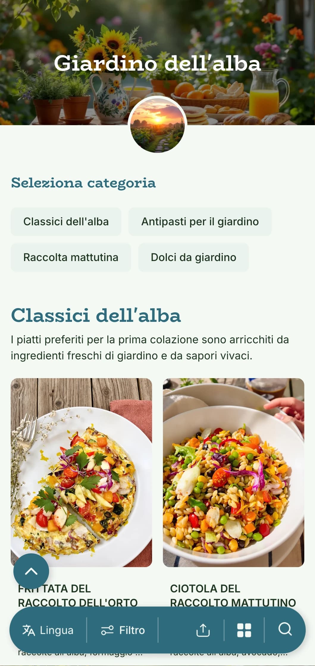 Colazione fresca e ispirata al giardino con ingredienti biologici e presentazioni vivaci con elementi naturali.