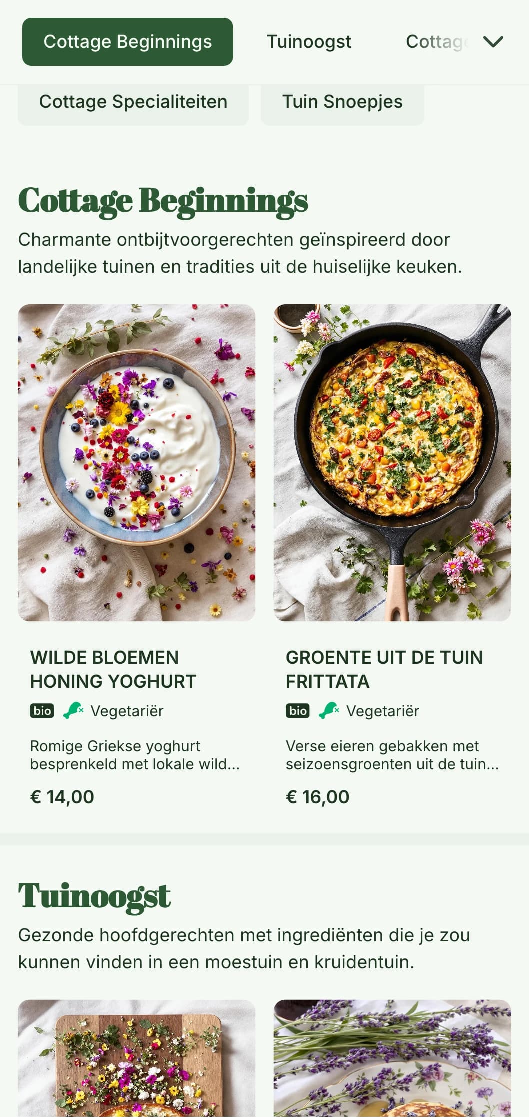 Charmant, rustiek brunchsjabloon met cottage-kernesthetiek, ideaal voor huiselijke cafés en tuinomgevingen.