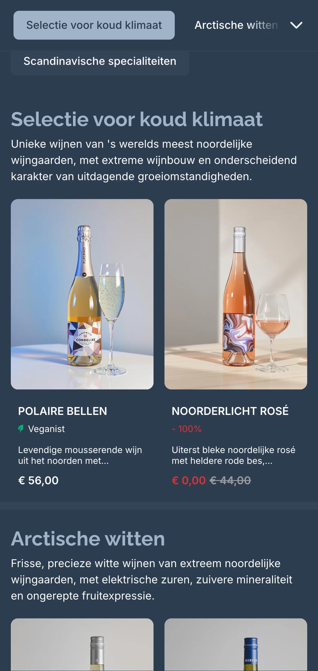 Sjabloon voor Scandinavisch geïnspireerde wijnkaart met koele blauwe tinten en minimalistisch ontwerp, ideaal voor hedendaagse Scandinavische restaurants en internationale wijnbars.