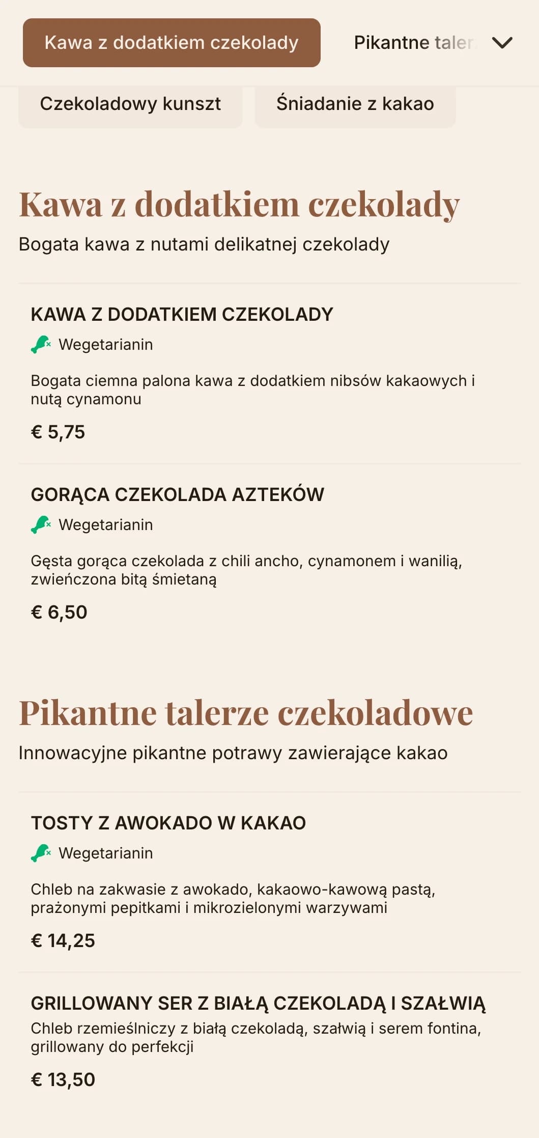 Głęboki brąz z bogatymi teksturami dla kawiarni z czekoladą i sklepów z deserami.