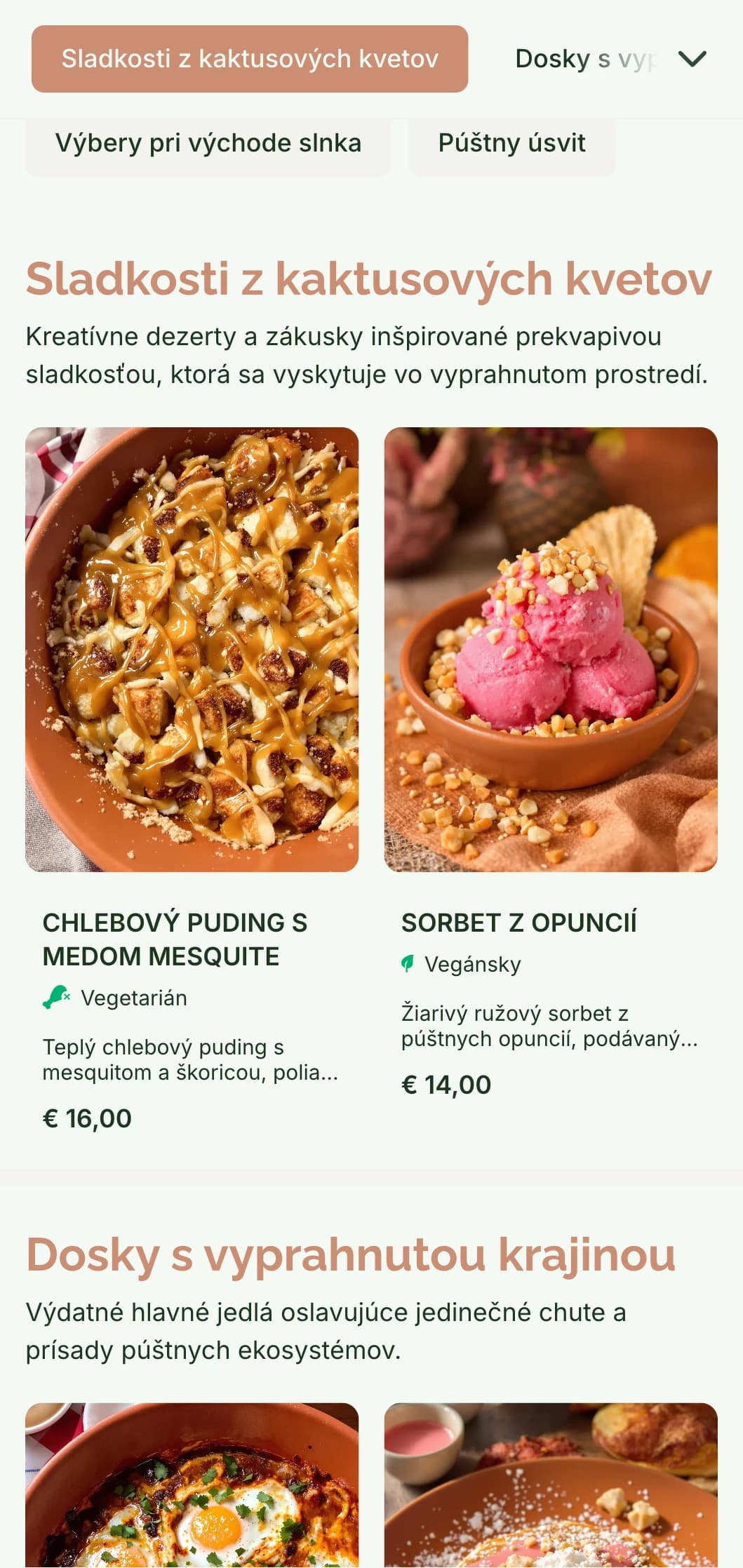 Teplá, zemitá šablóna na brunch s terakotovými tónmi, ideálna pre kaviarne inšpirované juhozápadom a vyprahnuté prostredie.