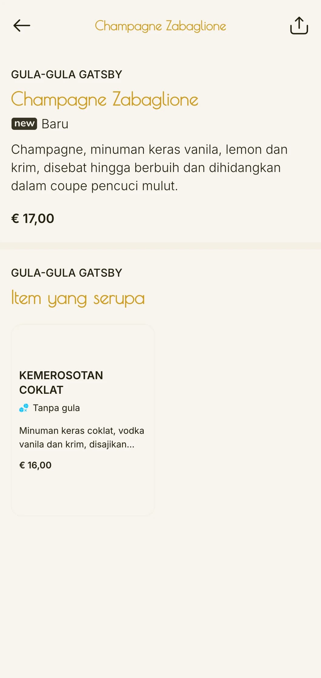 Reka bentuk glamor berinspirasikan tahun 1920-an untuk bar koktel dan lounge yang menampilkan corak art deco dan aksen emas.