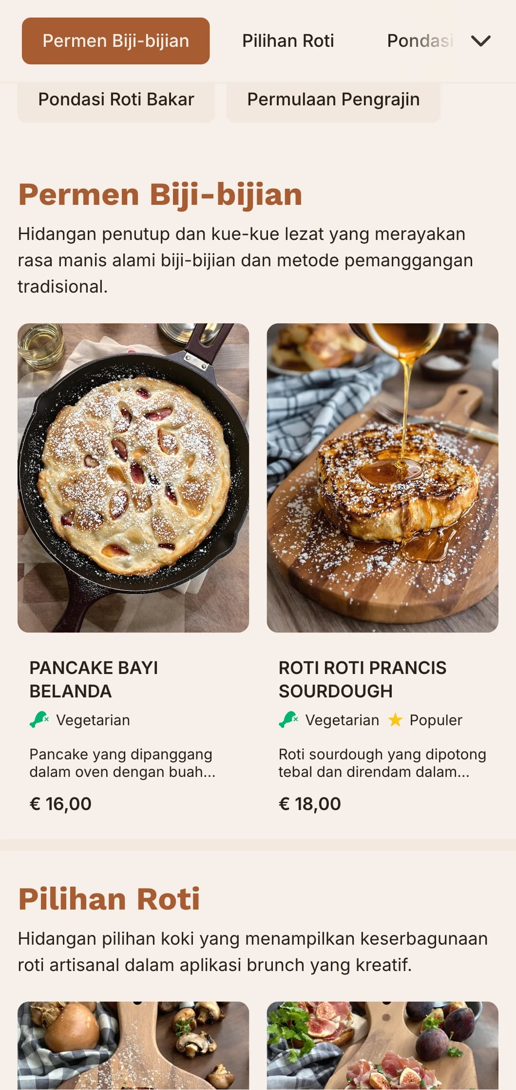 Templat brunch kontemporer yang berfokus pada roti kerajinan dan topping, cocok untuk kafe roti panggang dan toko roti artisanal.