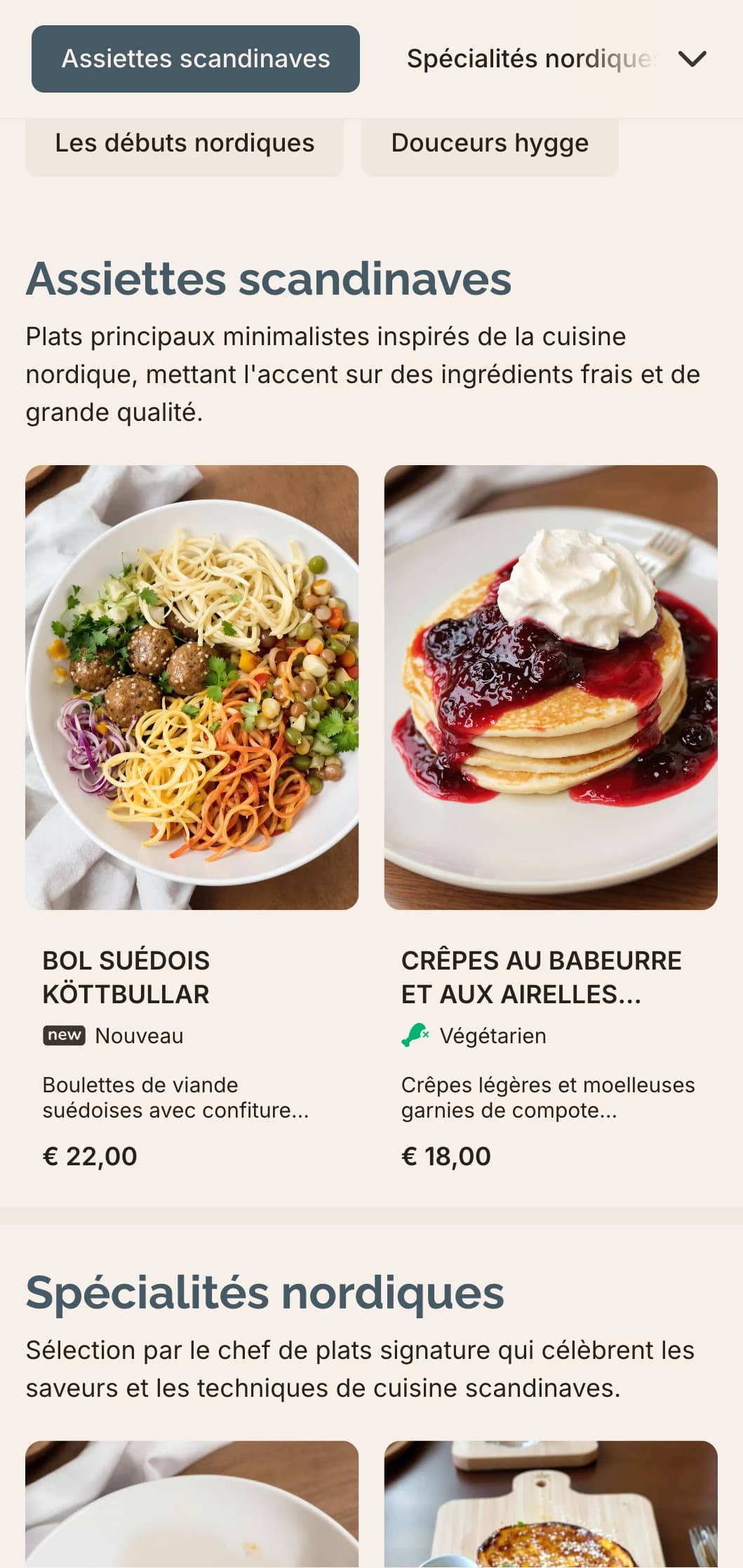Modèle de brunch épuré et minimal aux influences scandinaves, idéal pour les cafés modernes à l'atmosphère hygge.