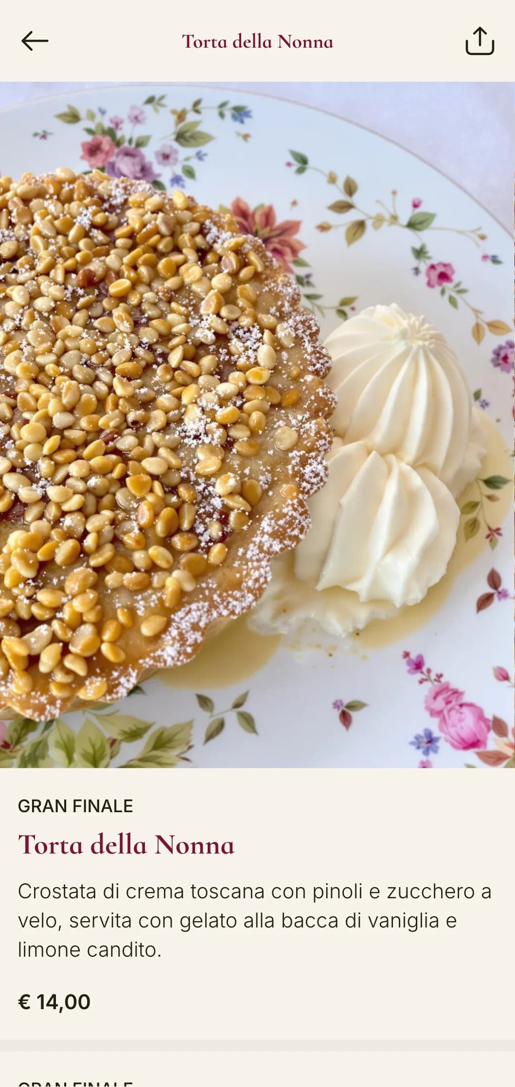 Design raffinato con influenze rinascimentali e una ricca tavolozza di colori che riflette l'arte culinaria fiorentina.