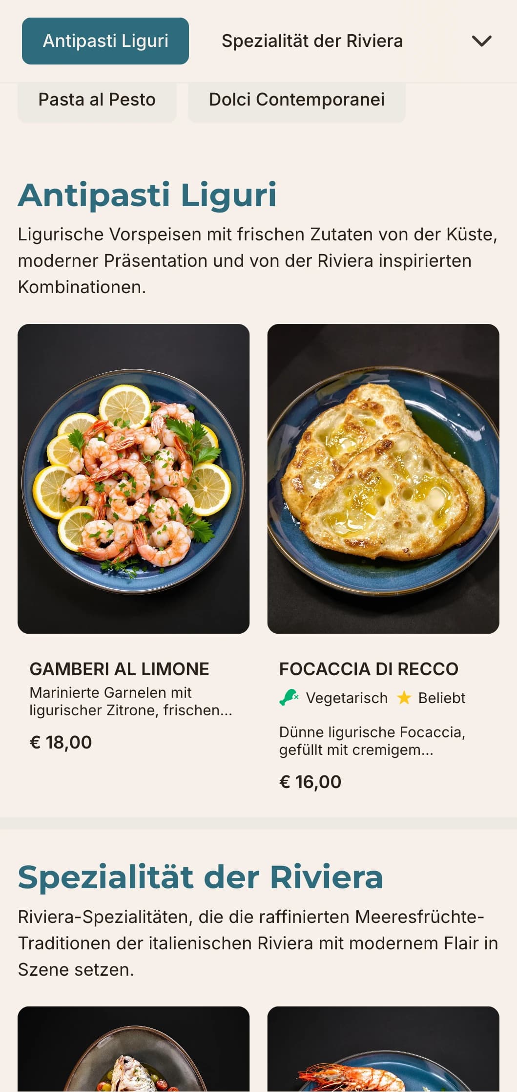 Zeitgenössisches Küstendesign, inspiriert von der stilvollen italienischen Riviera und ihrer raffinierten Meeresfrüchteküche.
