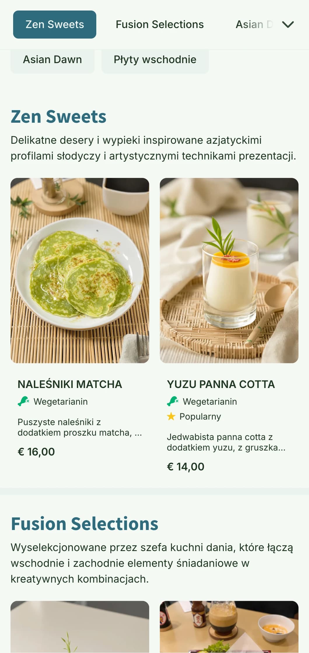 Inspirowany kuchnią azjatycką szablon brunchowy z naturalnymi elementami, idealny do kawiarni fusion i współczesnych azjatyckich lokali śniadaniowych.