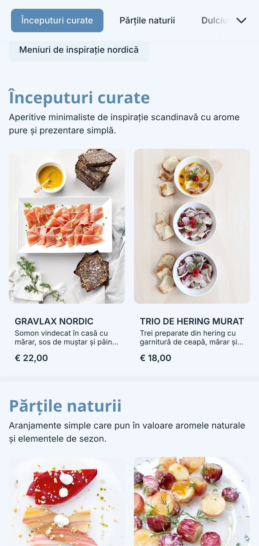 Catering curat de inspirație scandinavă cu design minimalist, elemente fermentate și prezentare inspirată din natură pentru evenimente moderne.