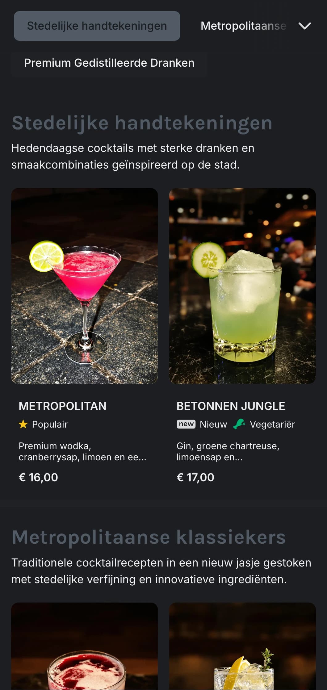 Een eigentijds, op de stad geïnspireerd ontwerp voor cocktailbars in de stad met industriële elementen en strakke typografie.