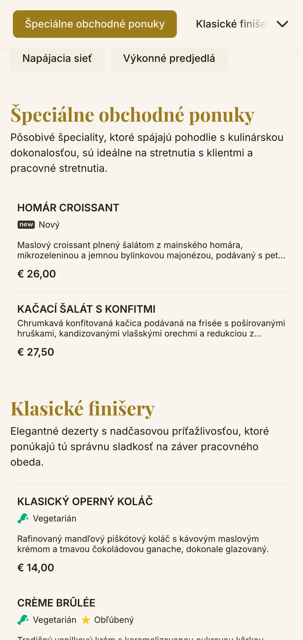 Elegantný a zároveň efektívny dizajn obedového menu pre obchodné štvrte a firemné stravovanie s nadčasovou typografiou a sofistikovaným rozložením na rýchle profesionálne obedy.