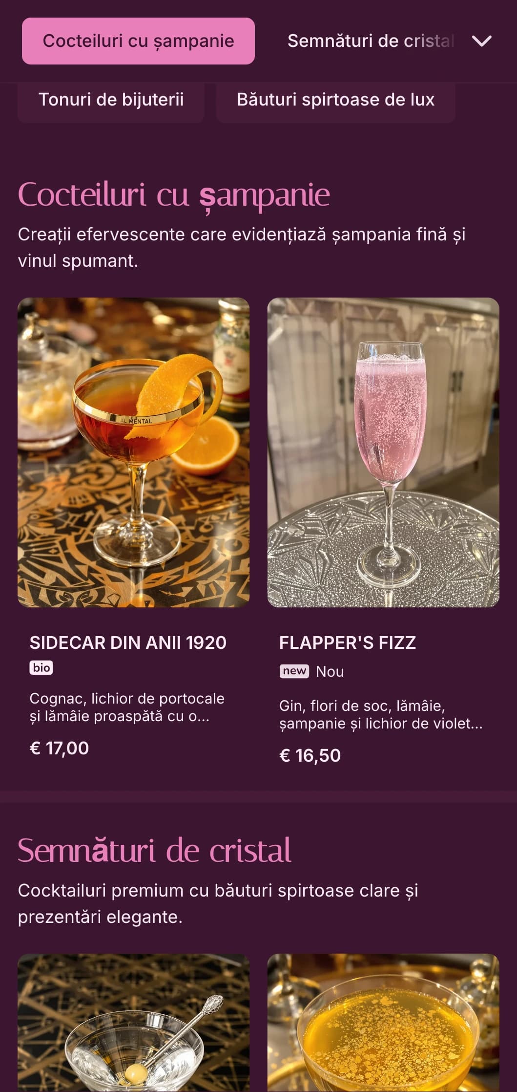 Design sofisticat inspirat din roz și cristale pentru destinații de cocktail de lux.