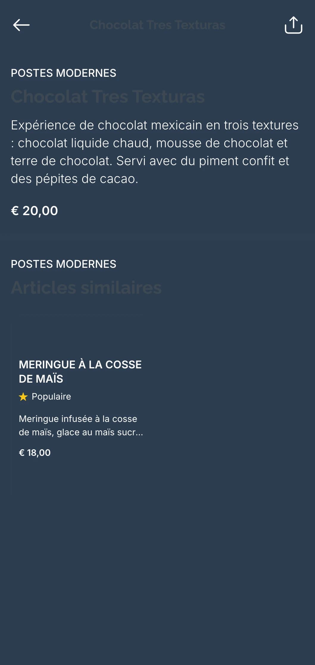 Menu mexicain contemporain aux lignes épurées, à l'esthétique minimaliste et à la cuisine fusion présentée dans un format élégant et discret.