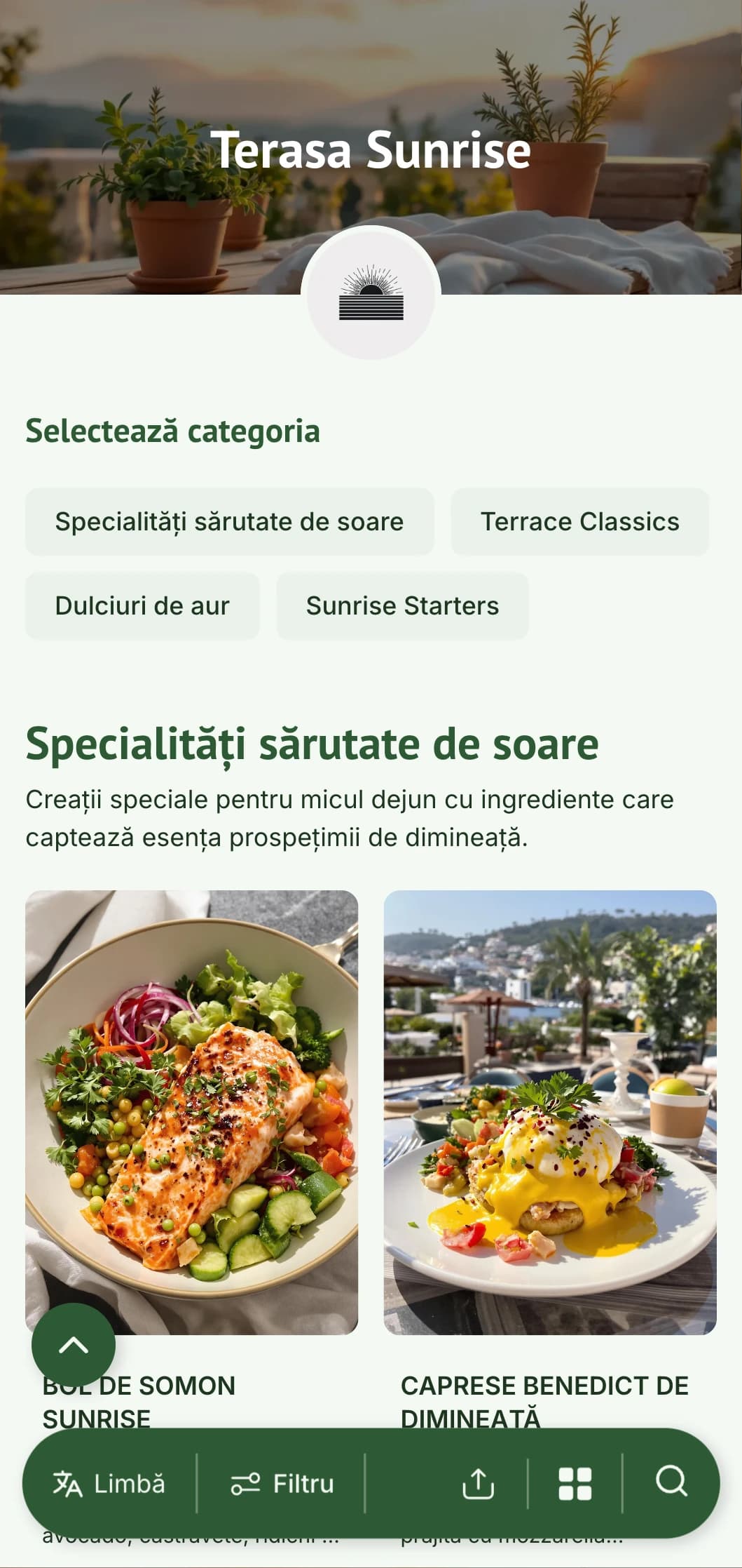 Meniu de mic dejun luminos și răcoritor, conceput pentru mesele de dimineață în aer liber, cu ingrediente proaspete, de sezon.