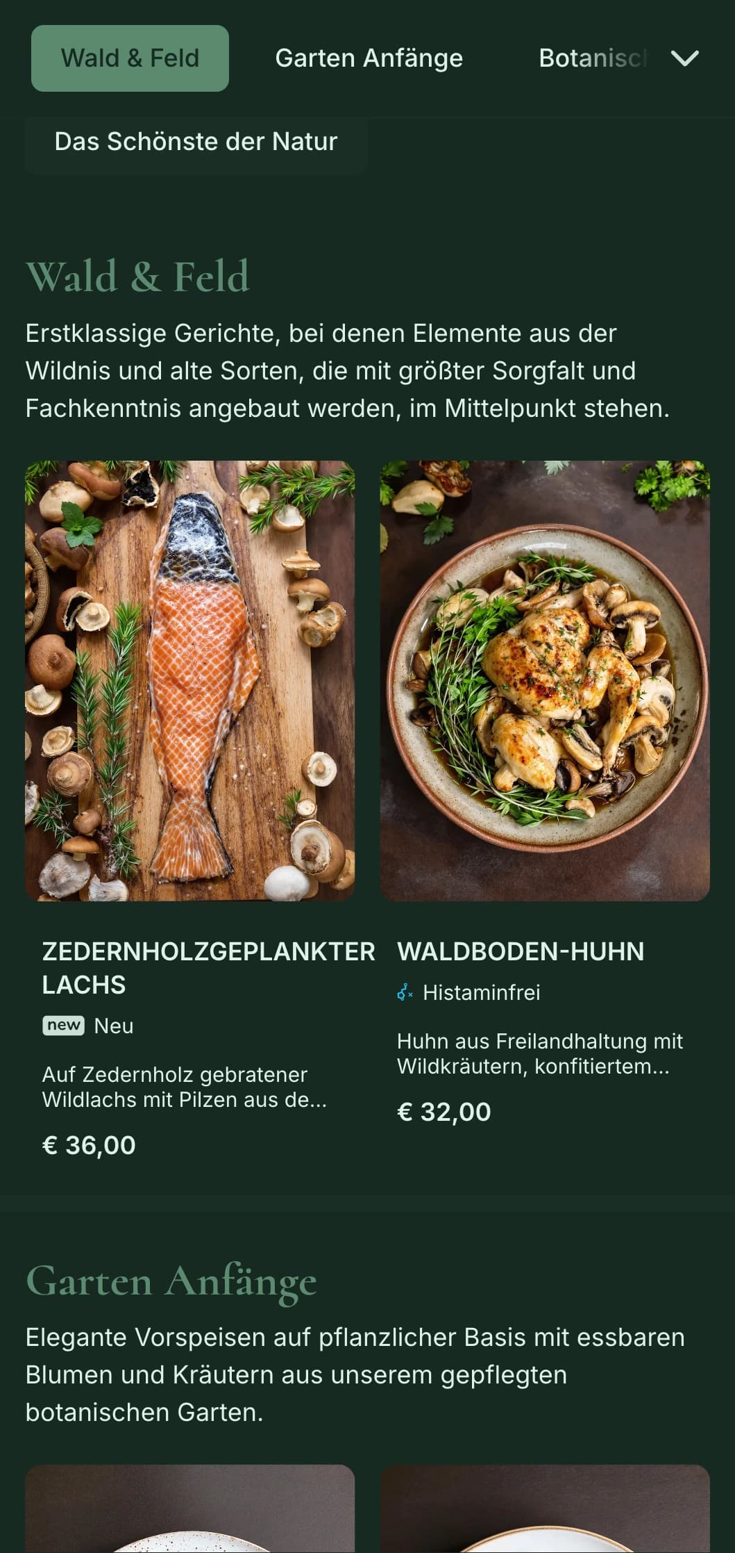 Anspruchsvolle natürliche Eleganz mit botanischen Einflüssen, perfekt für gehobene Farm-to-Table- und garteninspirierte Feinschmeckerküche.