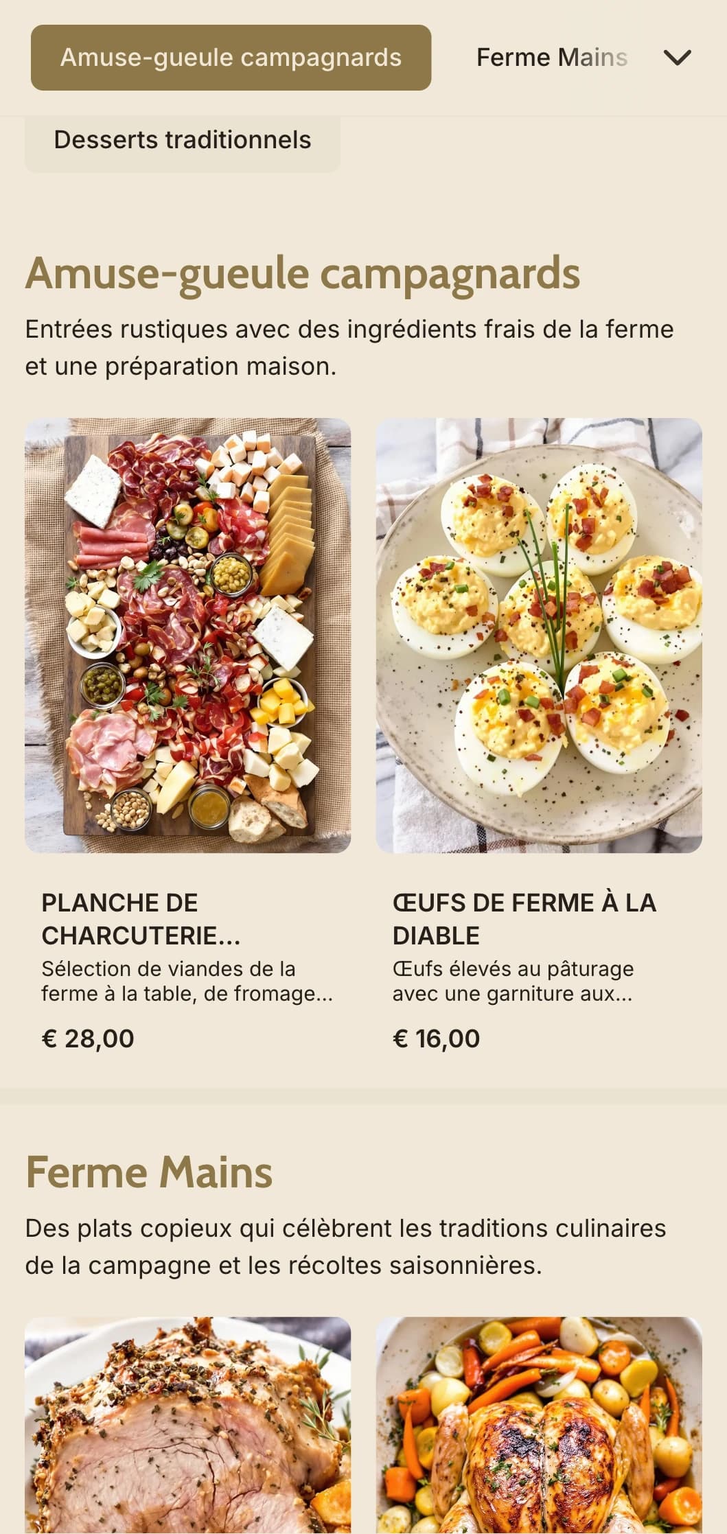 Restauration saine de la ferme à la table, avec des ingrédients locaux de saison, un service familial et le charme de la campagne pour les célébrations rurales.
