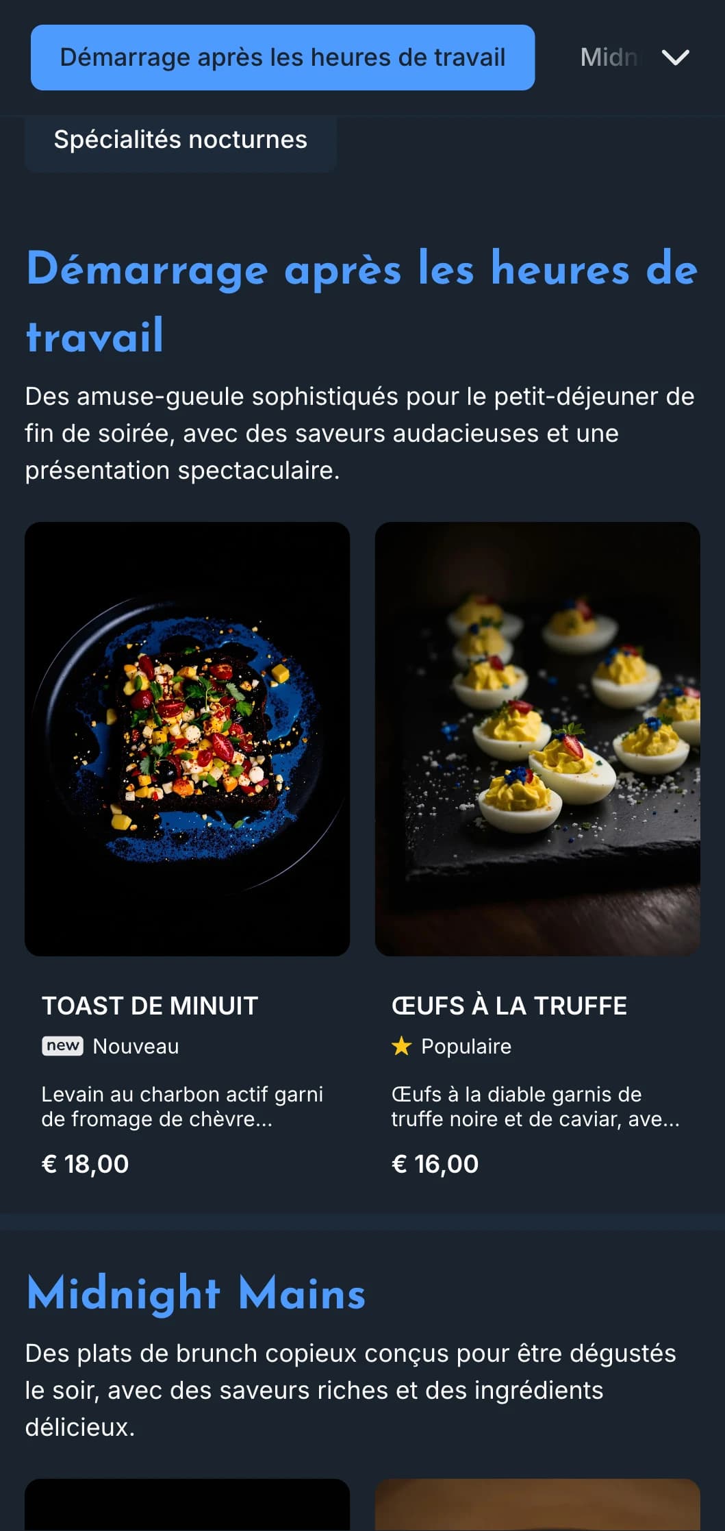 Un modèle bleu profond avec des accents lumineux, parfait pour les brunchs de fin de soirée et les cafés après les heures de travail.
