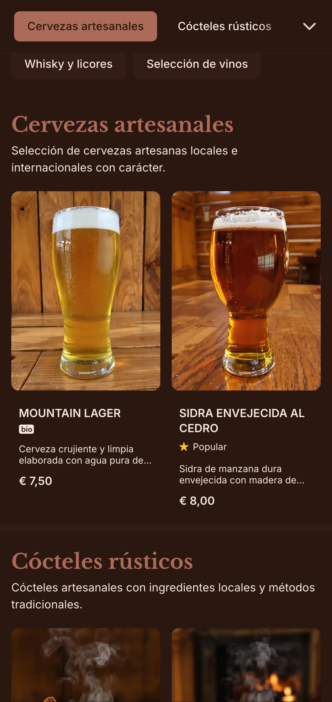 Tonos tierra cálidos con tipografía clásica para vinotecas acogedoras.