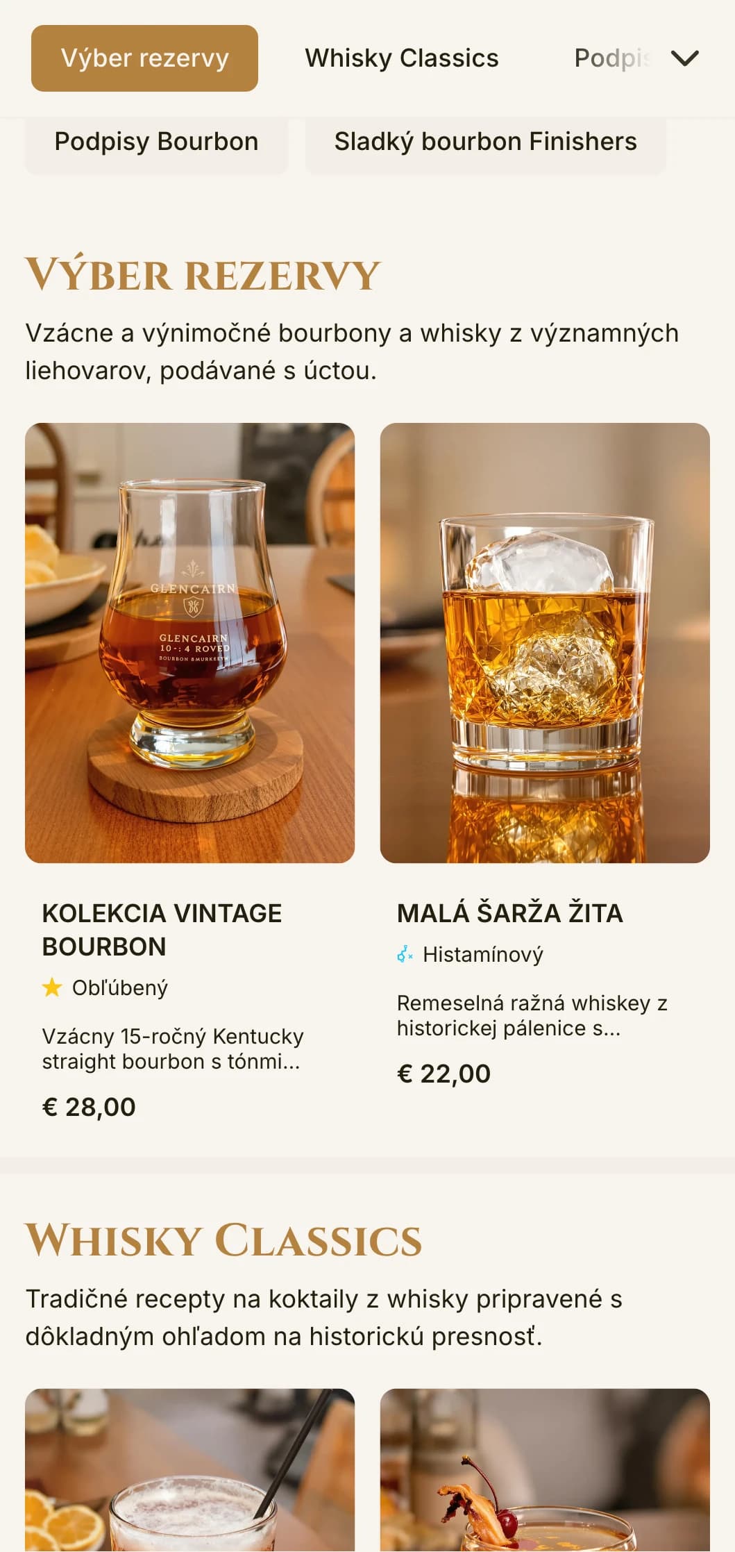 Elegantný, rafinovaný dizajn pre bary a salóny s whisky s vintage typografiou a teplými jantárovými akcentmi.
