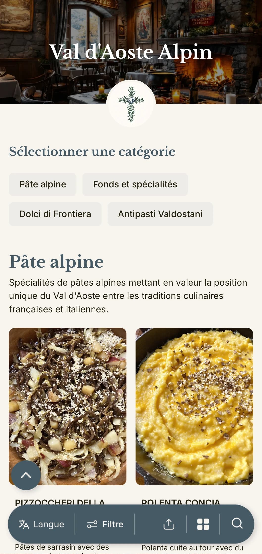 Un design inspiré de la montagne qui célèbre la cuisine fusion franco-italienne de la plus petite région alpine d'Italie.