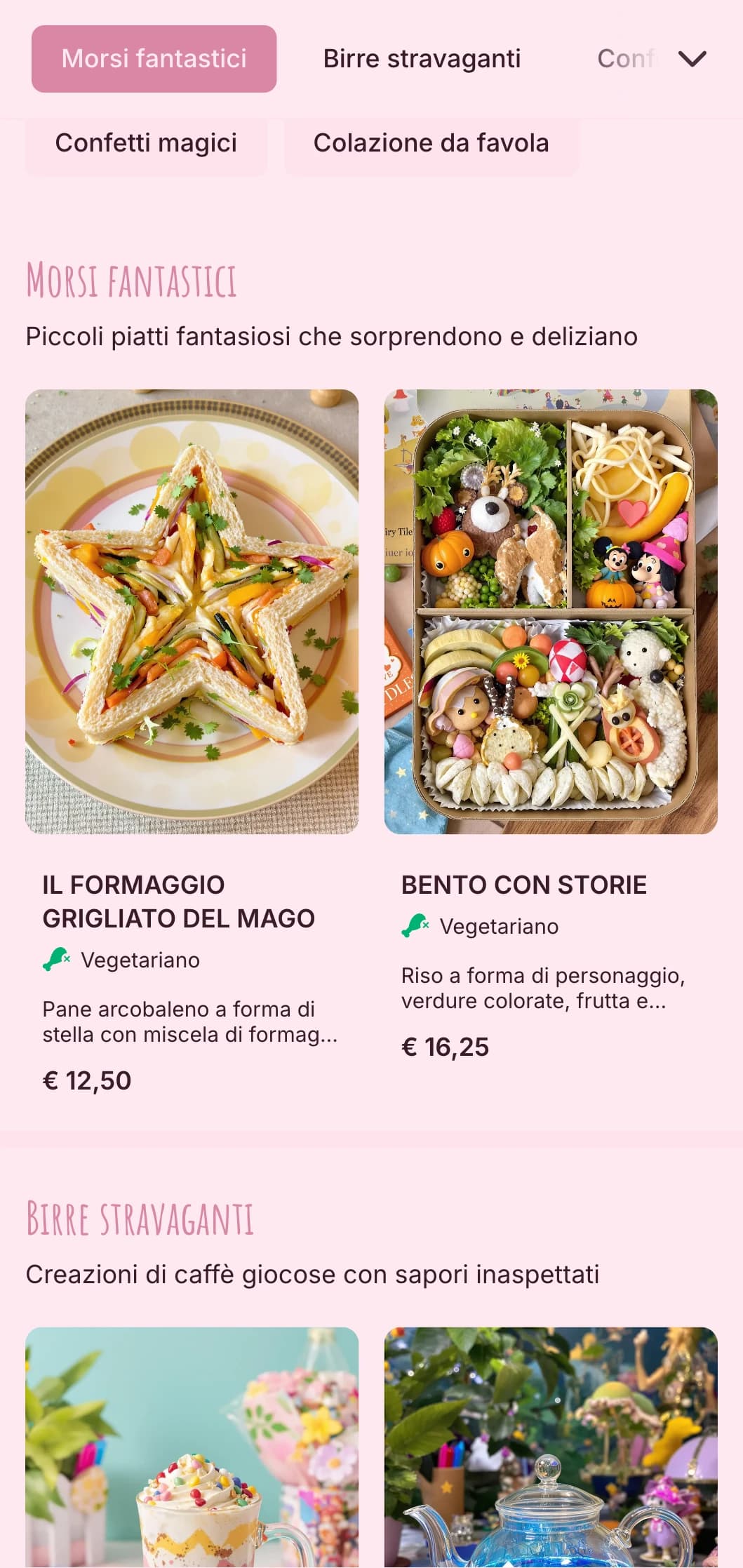 Design rosa giocoso con elementi stravaganti per pasticcerie e caffè creativi.