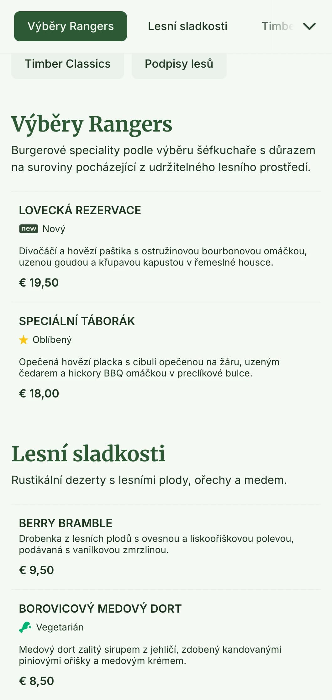 Zážitek z hamburgeru inspirovaného lesem s dřevěnými texturami a zemitou barevnou paletou.