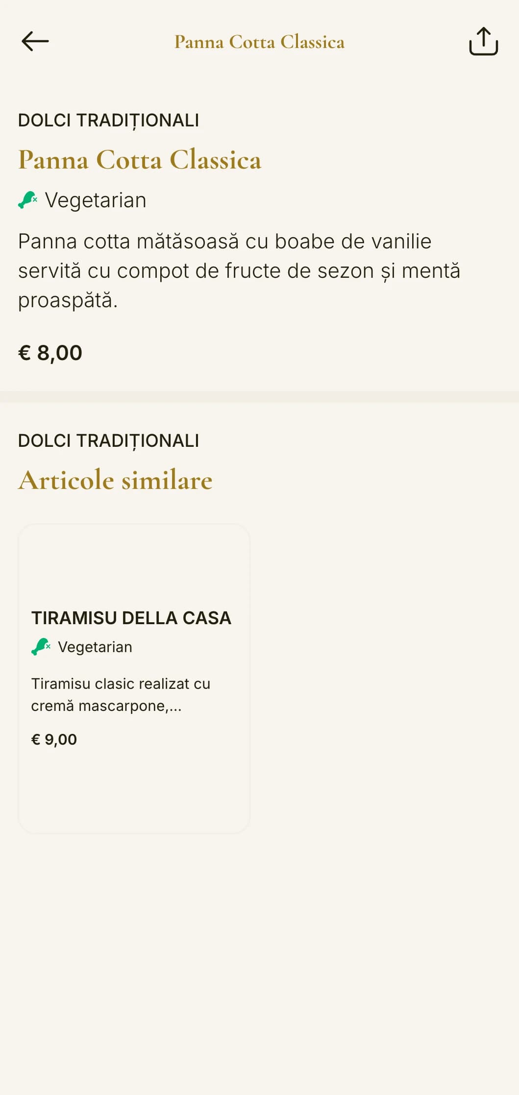 Meniu tradițional italian în stil trattoria cu accente aurii și tipografie clasică, ideal pentru unitățile de familie.
