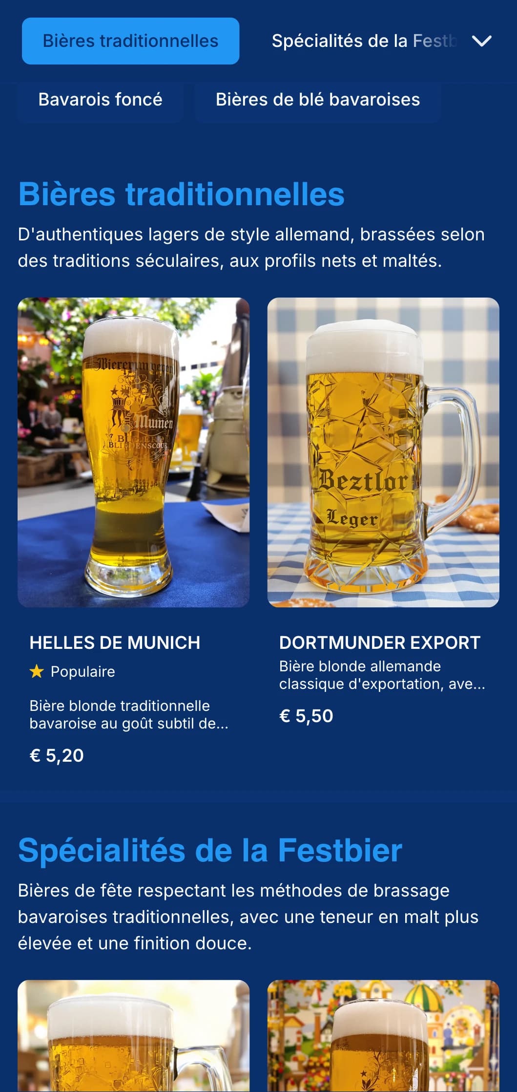 Modèle traditionnel de style bavarois avec des couleurs classiques bleu et blanc, parfait pour les salles de bière allemandes authentiques et les célébrations de l'Oktoberfest.