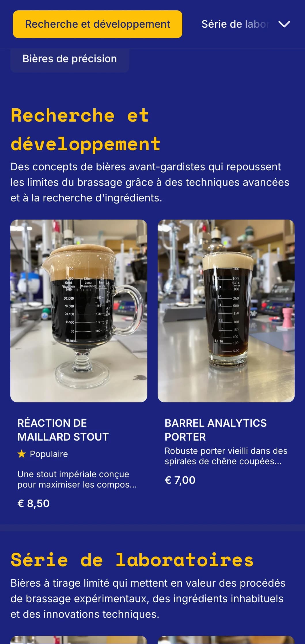 Esthétique scientifique moderne pour les brasseries expérimentales et les laboratoires de bière, avec des graphiques de précision et des détails techniques.