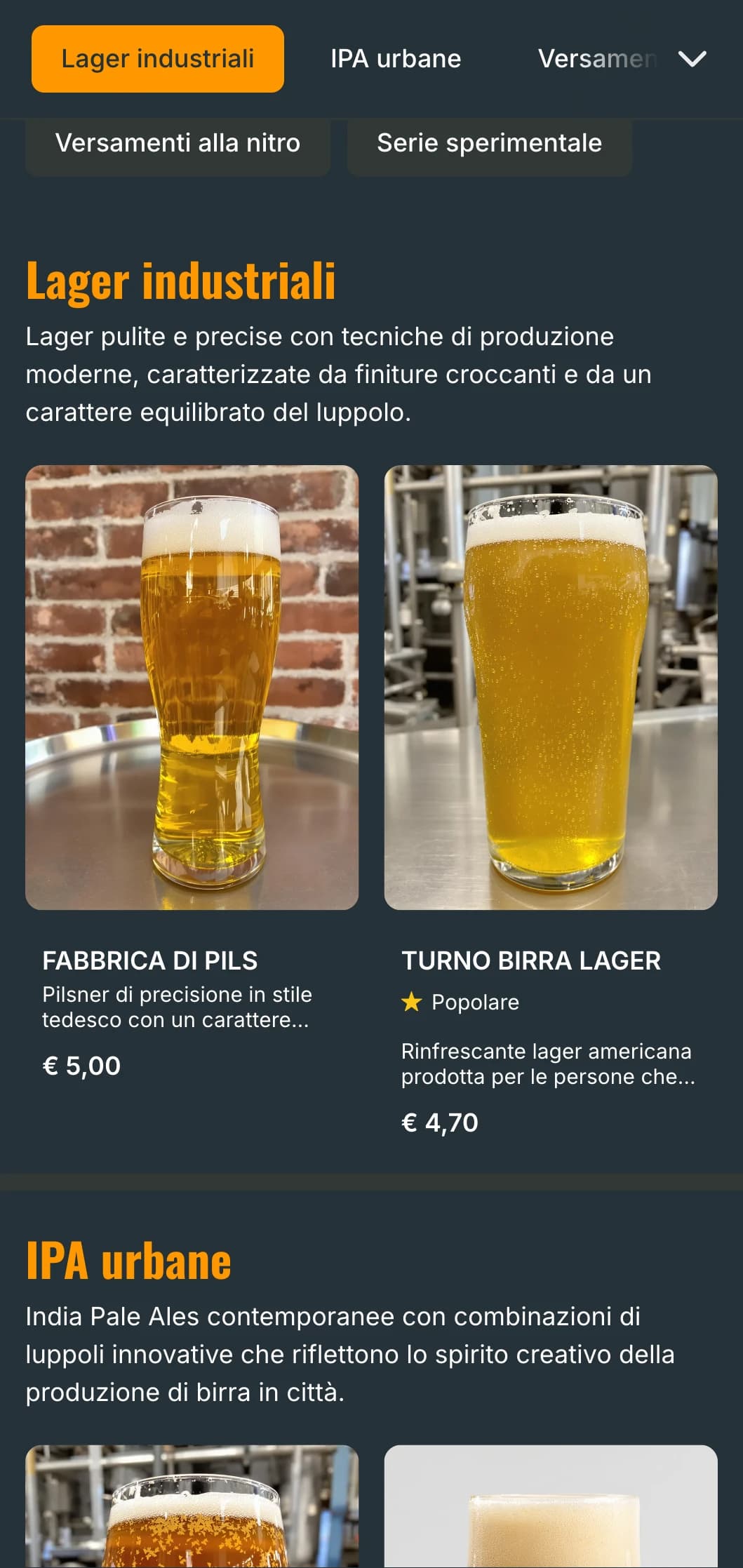 Modello di ispirazione industriale con accenti metallici ed estetica urbana, ideale per brewpub cittadini e moderne taproom.