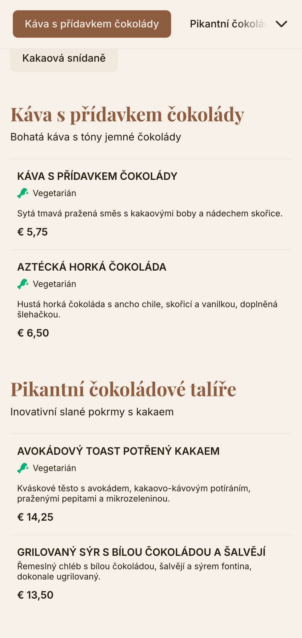 Sytě hnědý design s bohatými texturami pro čokoládové kavárny a prodejny zákusků.