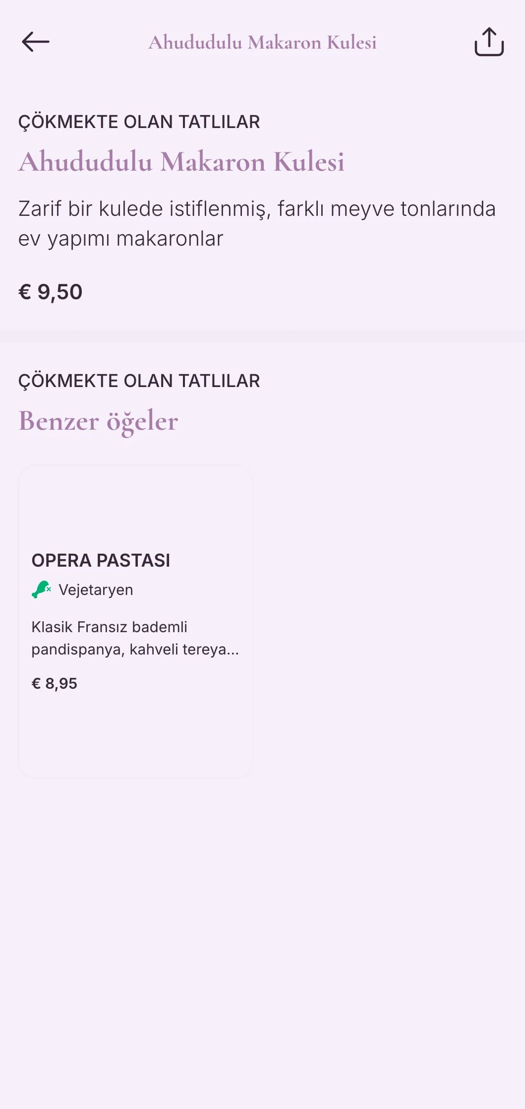 Lüks pastaneler ve tatlı kafeleri için zarif tipografiye sahip sofistike mor tasarım.