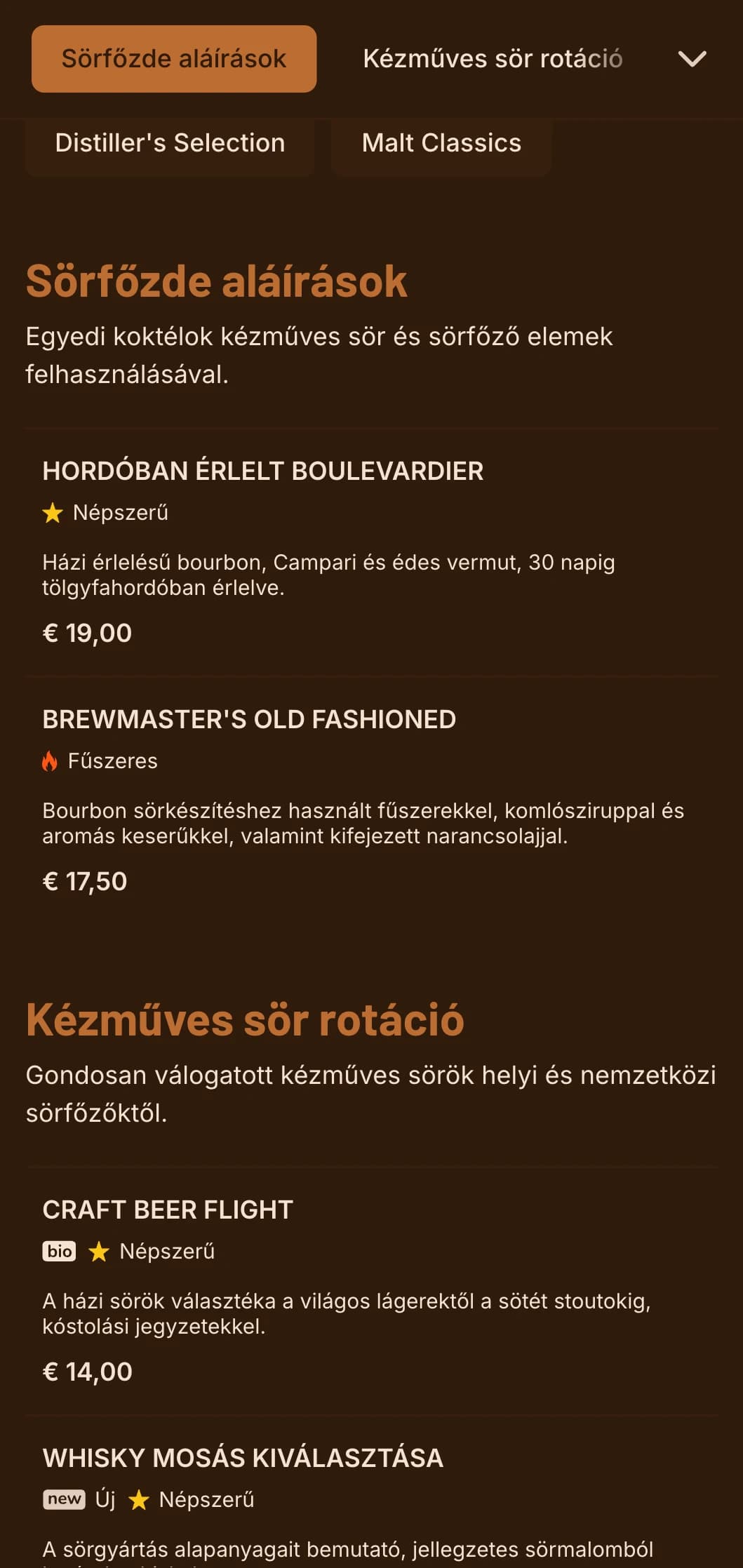 Meleg narancssárga design sörfőző elemekkel kézműves sör- és koktélhelyszínekhez.