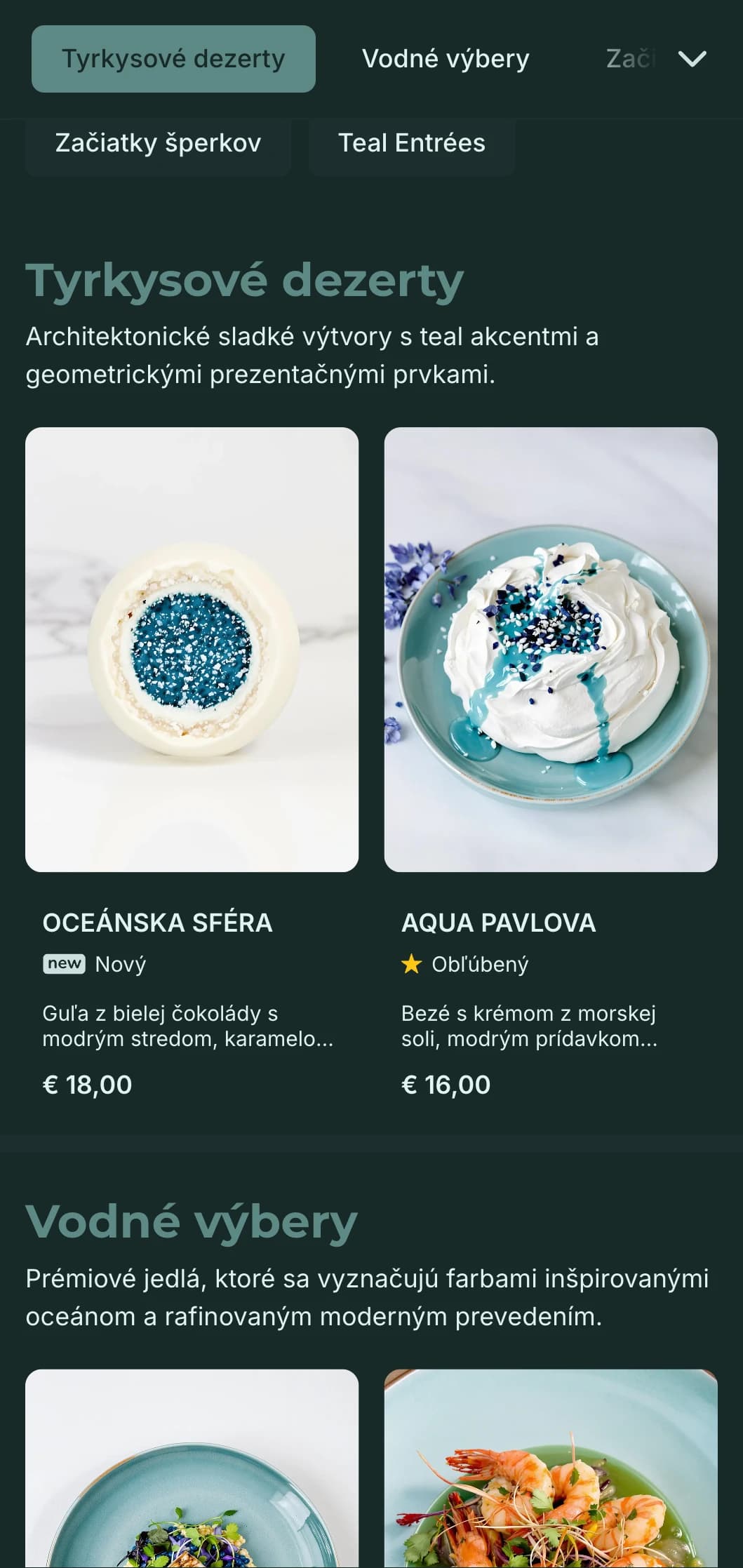 Sofistikovaný moderný koncept so sýtymi tónmi teal a modernými luxusnými prvkami.