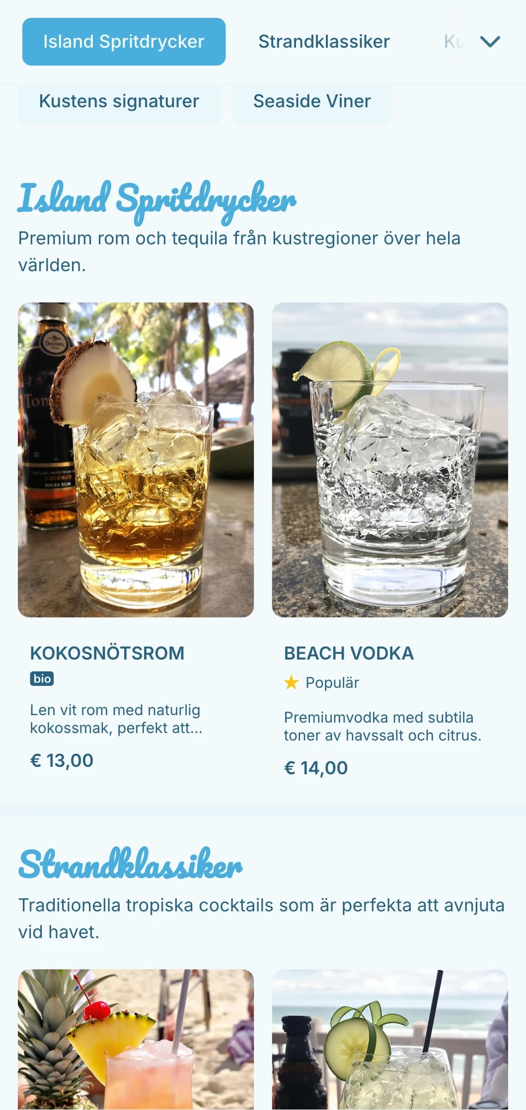 Uppfriskande blå design med kustelement för strandnära barer.