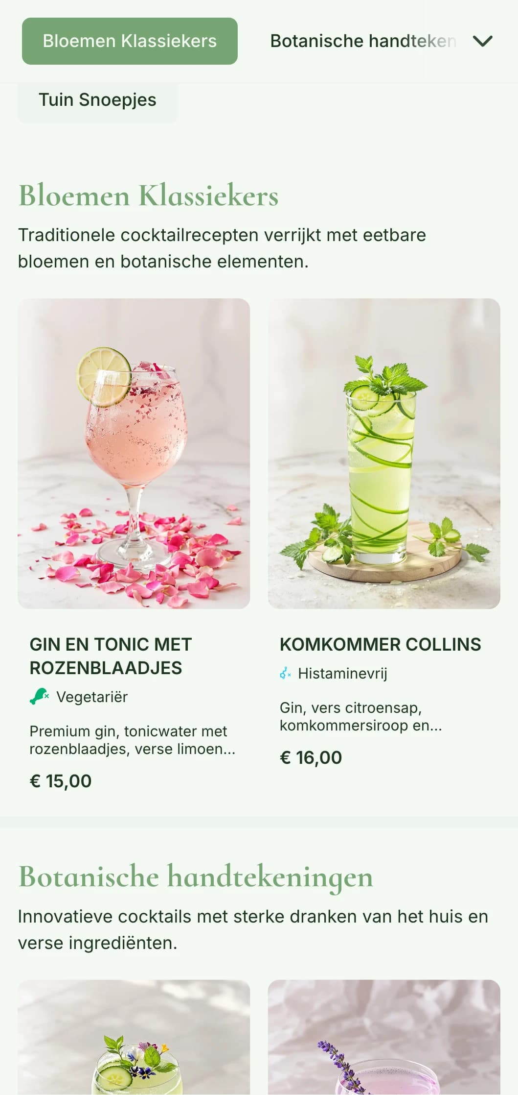 Een weelderig, op de tuin geïnspireerd ontwerp voor bars die gespecialiseerd zijn in kruidencocktails en botanische sterke dranken met frisse groene tinten.