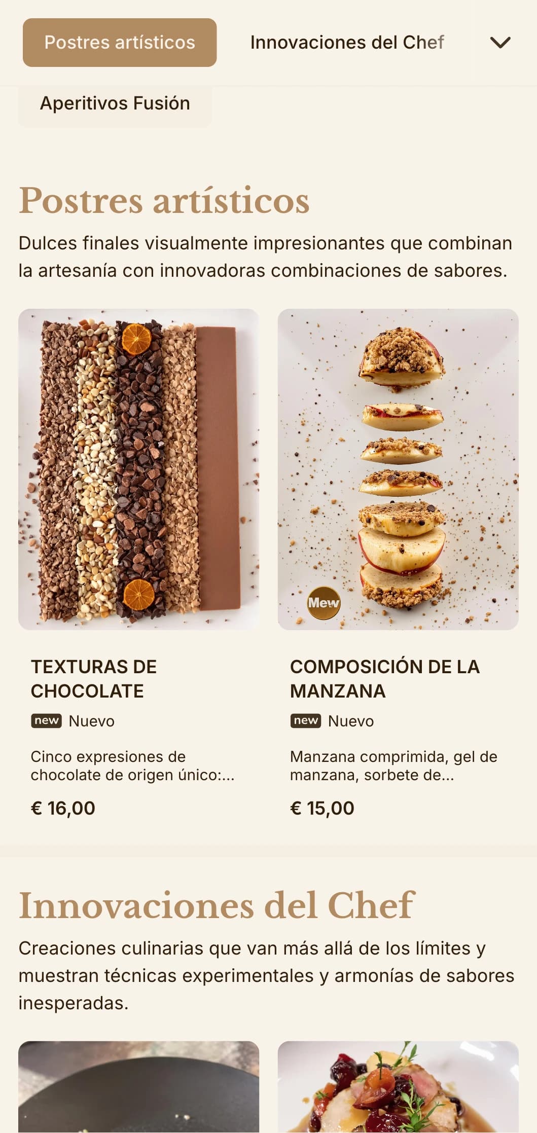 Sofisticada fusión de estética artesanal y presentación gourmet, ideal para establecimientos culinarios innovadores.
