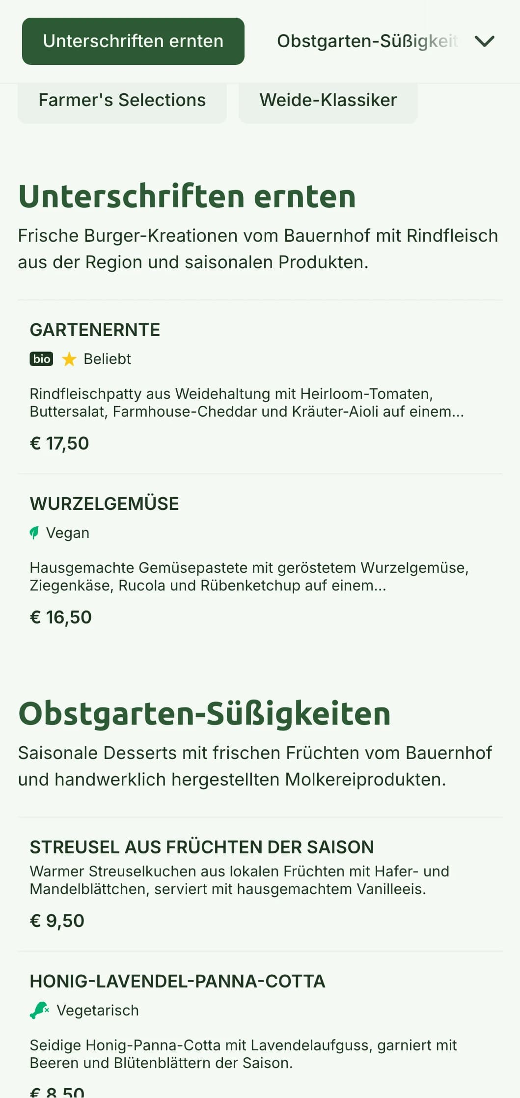 Ein gesundes Burger-Konzept mit natürlichem Grün und rustikalen Elementen, die die Qualität der Zutaten unterstreichen.