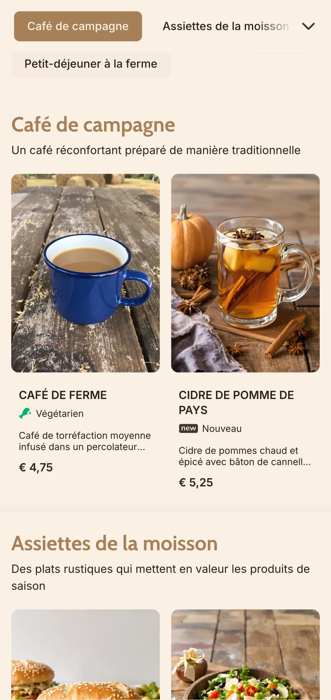 Un design terreux avec des éléments rustiques en bois pour les petits déjeuners à la campagne et les cafés à la ferme.