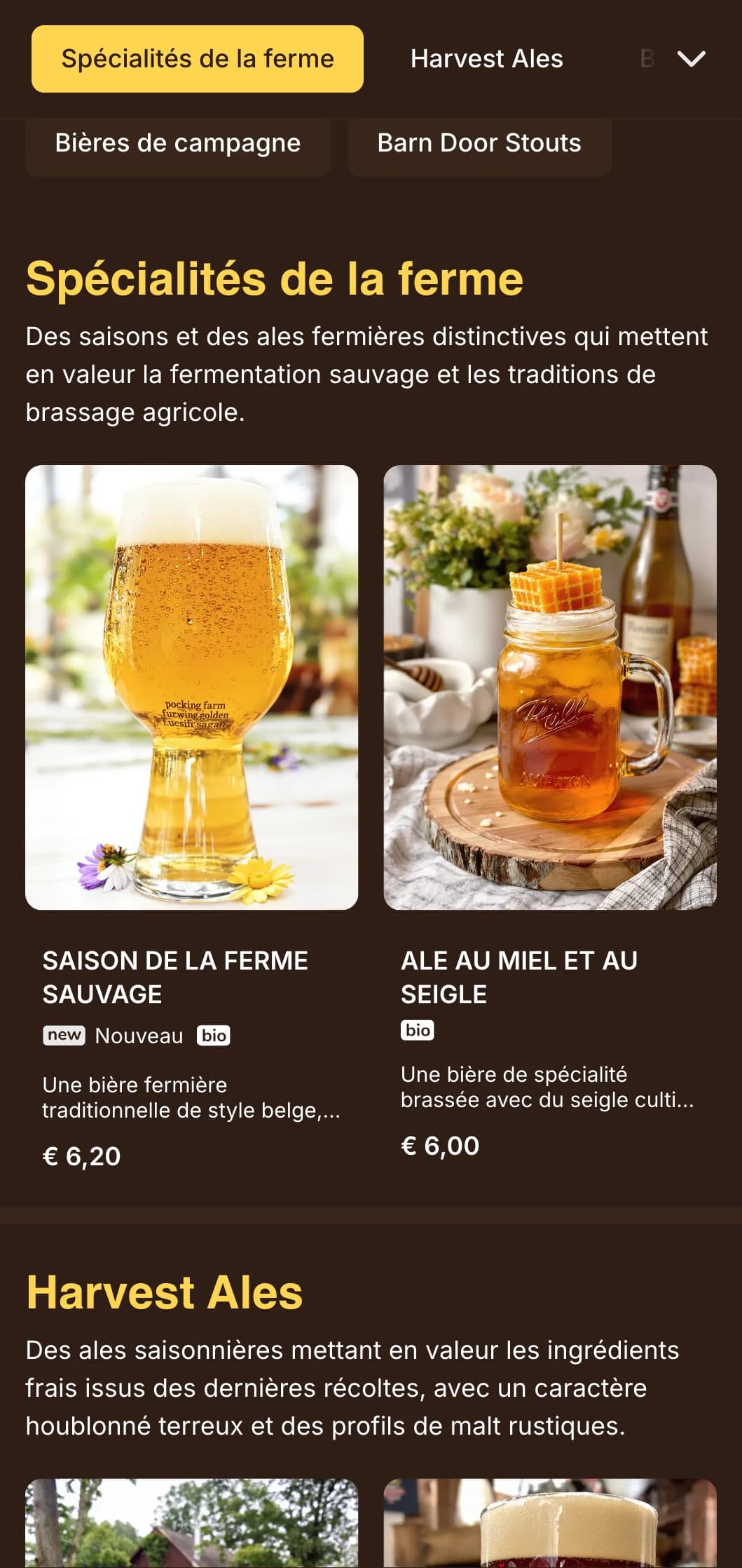 Design rustique et chaleureux inspiré de l'esthétique de la ferme, parfait pour les brasseries de campagne et les spécialistes de la bière fermière.