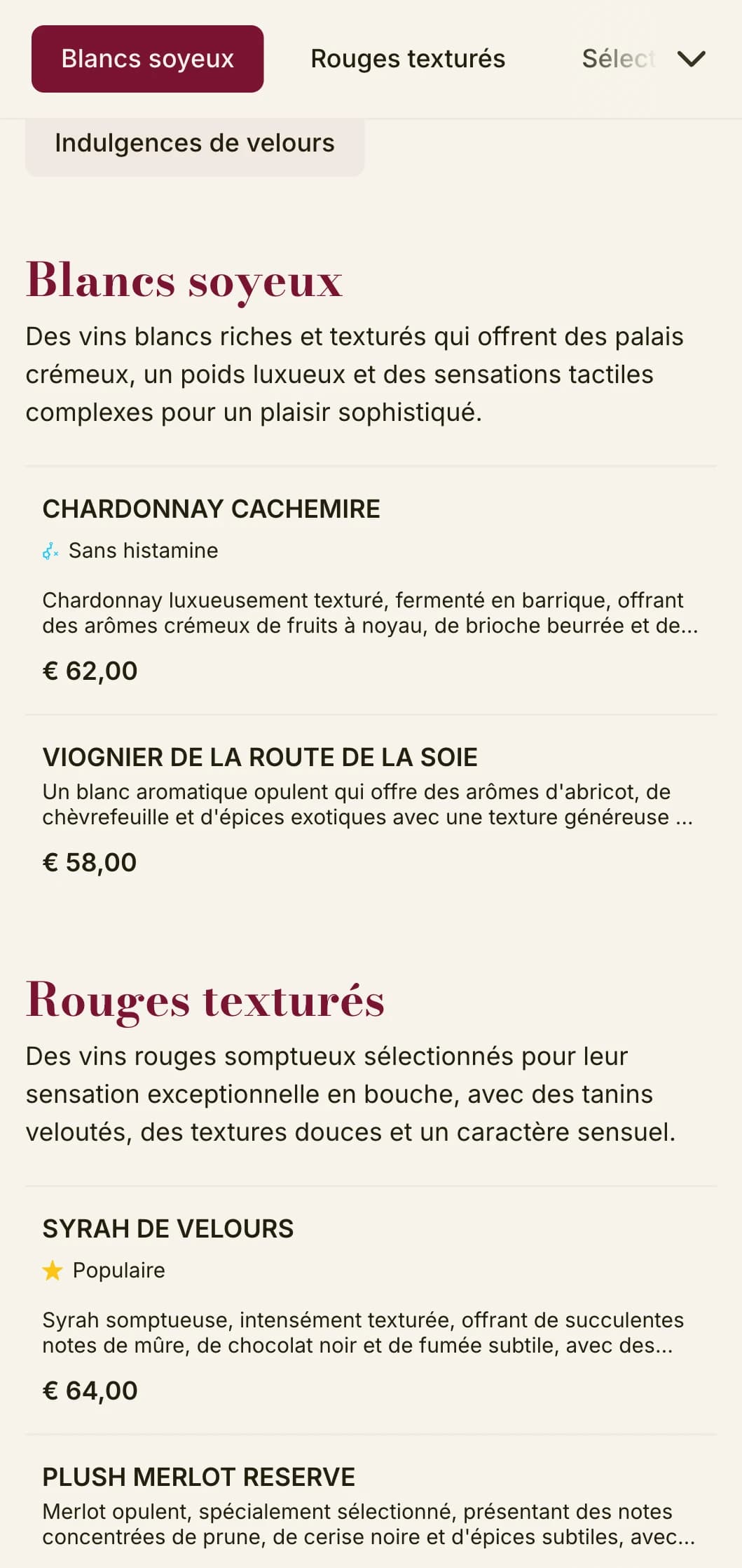 Modèle de carte des vins richement texturé avec des accents de velours rouge profond et des éléments luxueux, idéal pour les caves à vin haut de gamme et les lieux de restauration intimes.