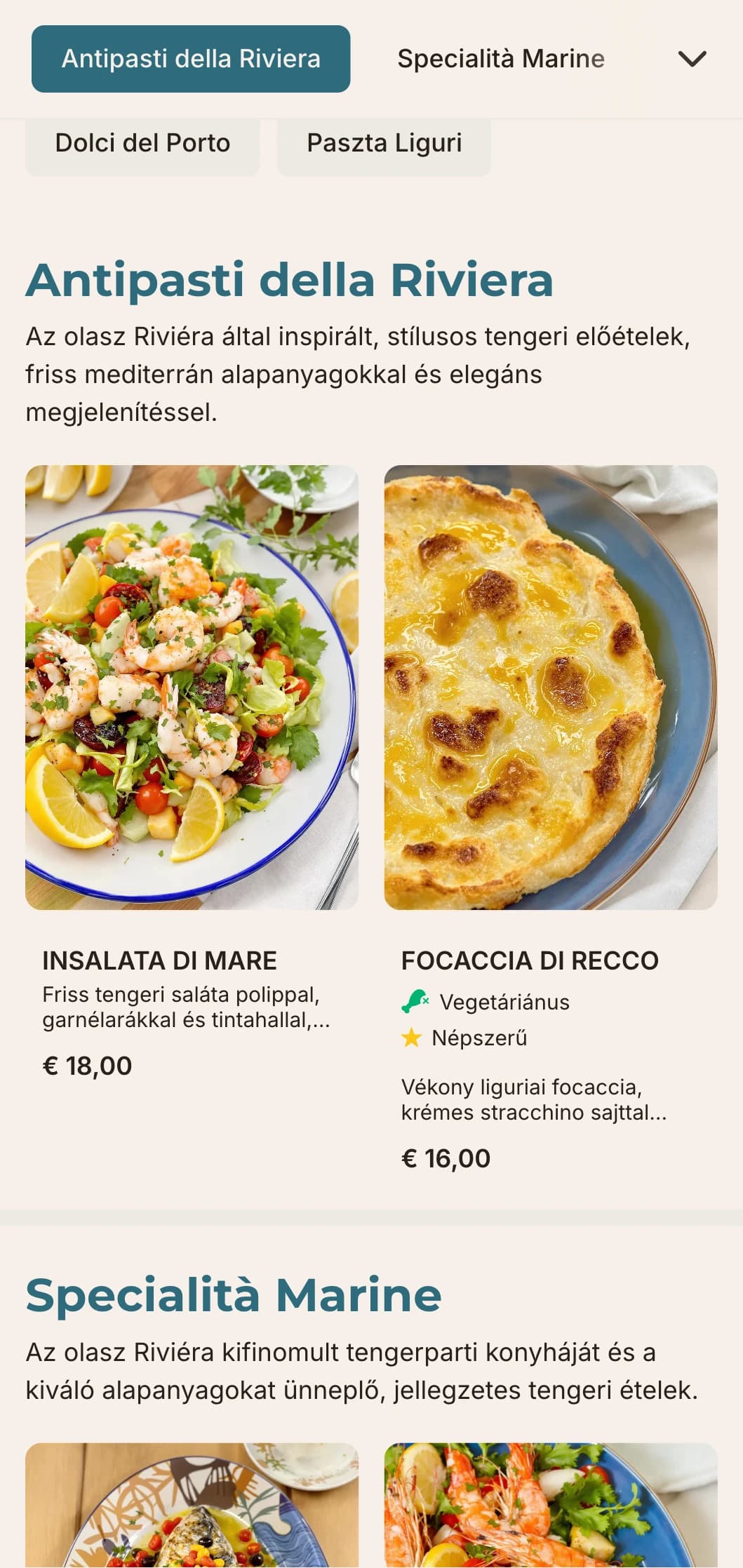 Friss, modern design, tengerészkék akcentusokkal, amelyet az olasz Riviéra elegáns kikötővárosa ihletett.